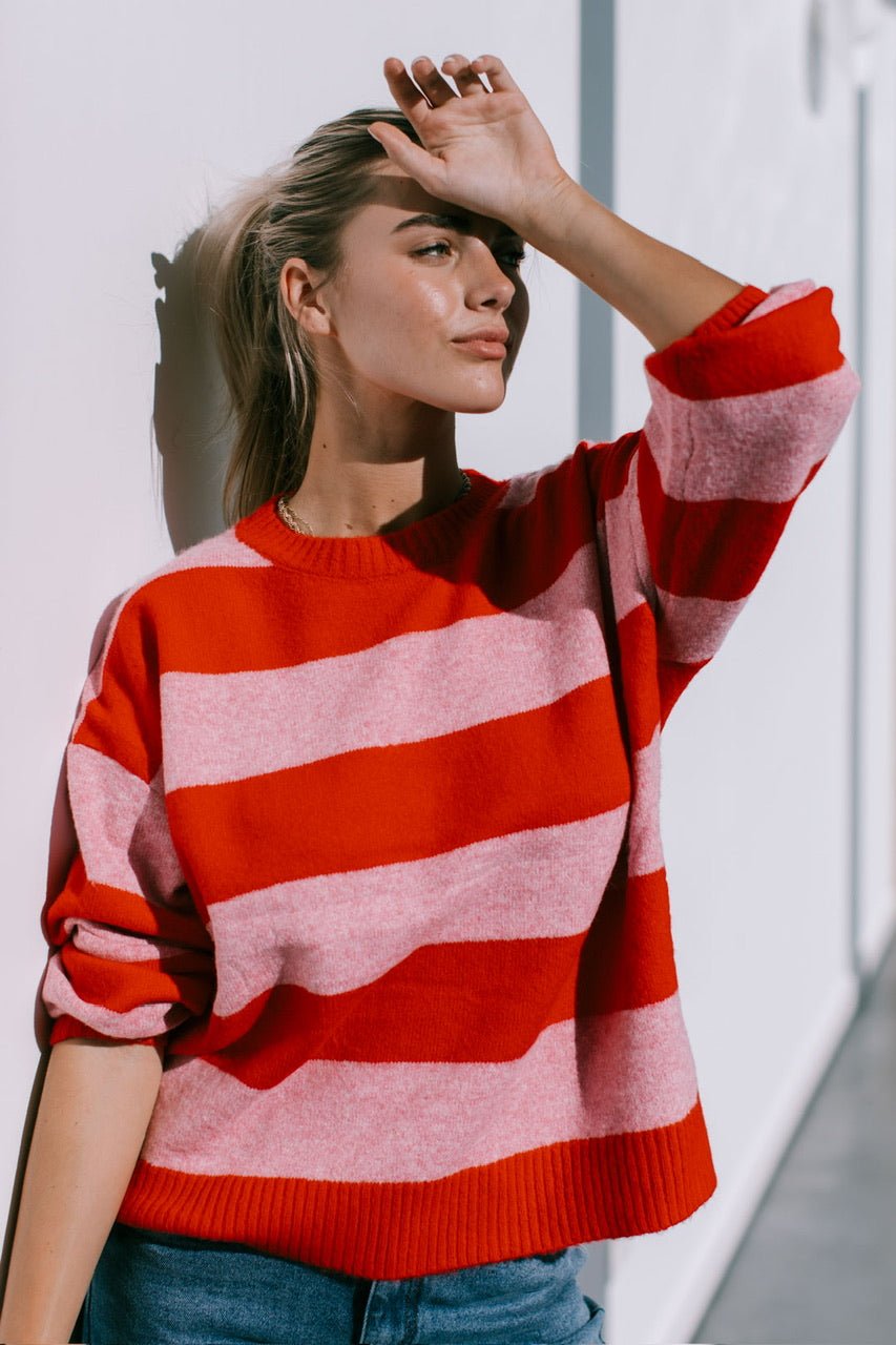 Brady Bunch Stripe Knit (Red/Pink) - Something For Me​​