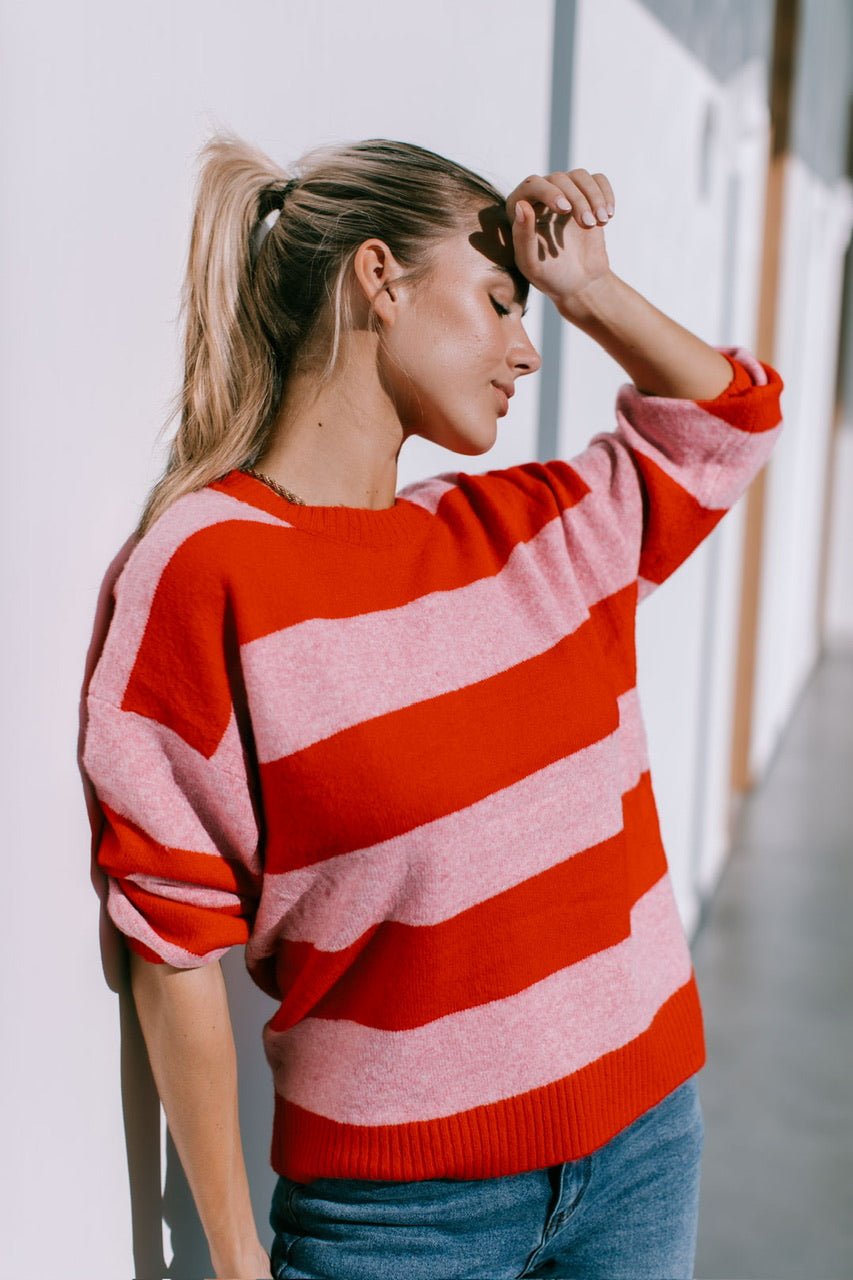Brady Bunch Stripe Knit (Red/Pink) - Something For Me​​