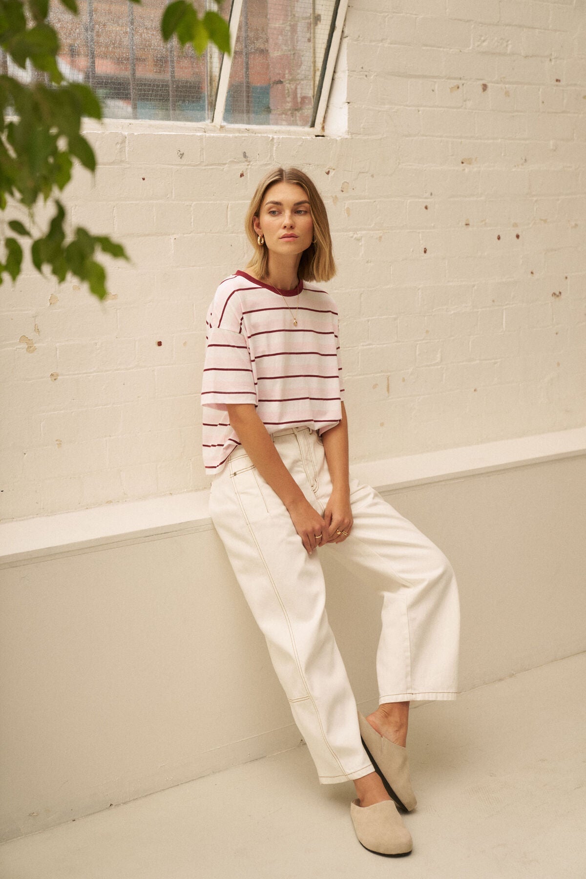 Brea Boxy Tee (Sunfaded Pink/Mulburry Stripe) - Something For Me​​