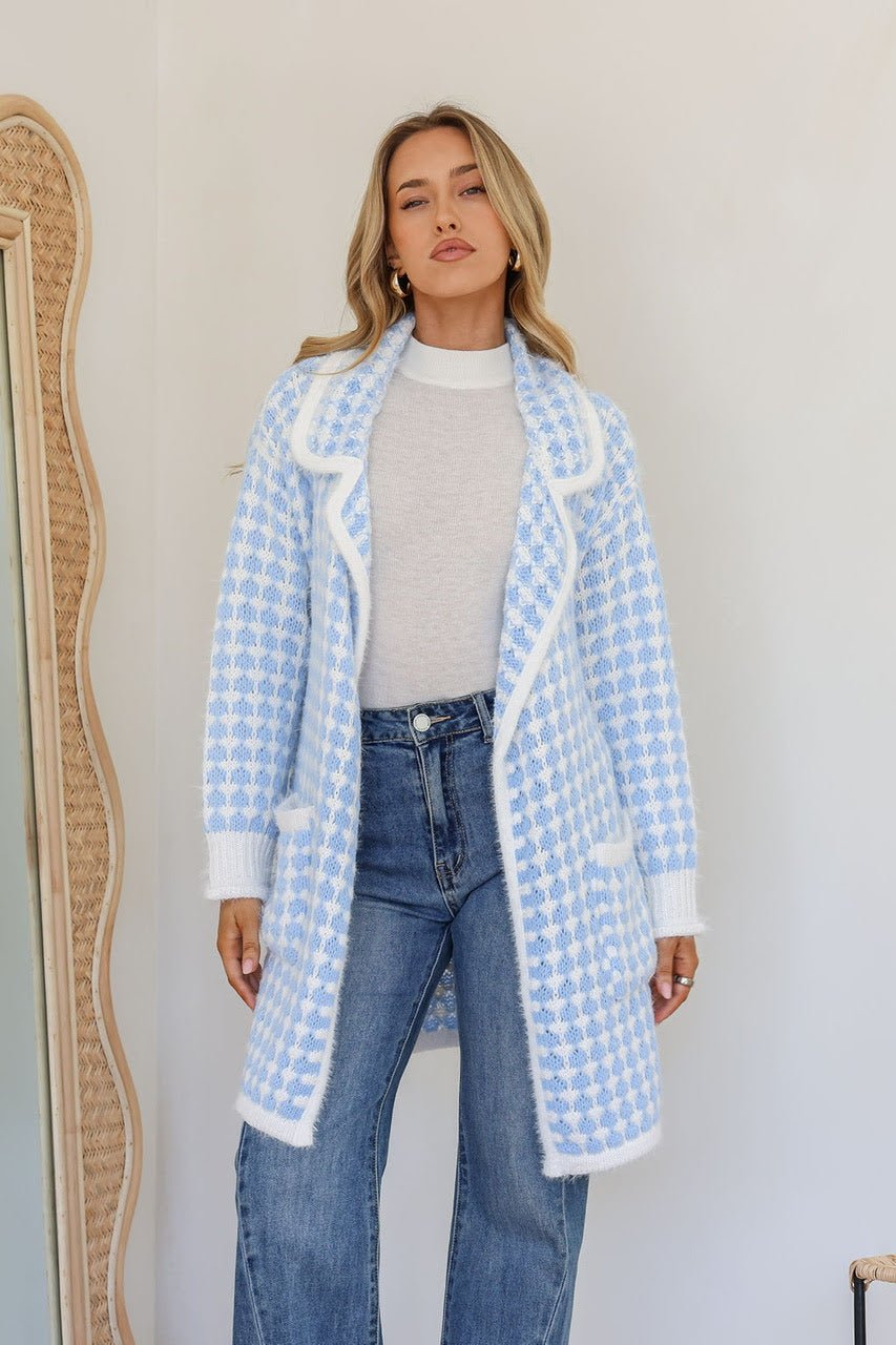 Caitlin Cardigan (White/Blue) - Something For Me​​