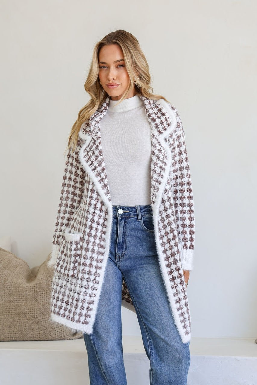 Caitlin Cardigan (White/Chocolate) - Something For Me​​