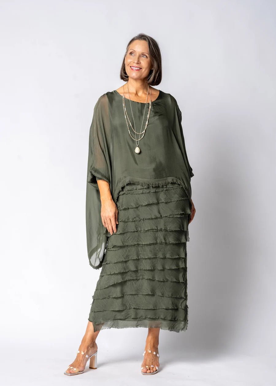 Candie Silk Dress (Khaki) - Something For Me​​