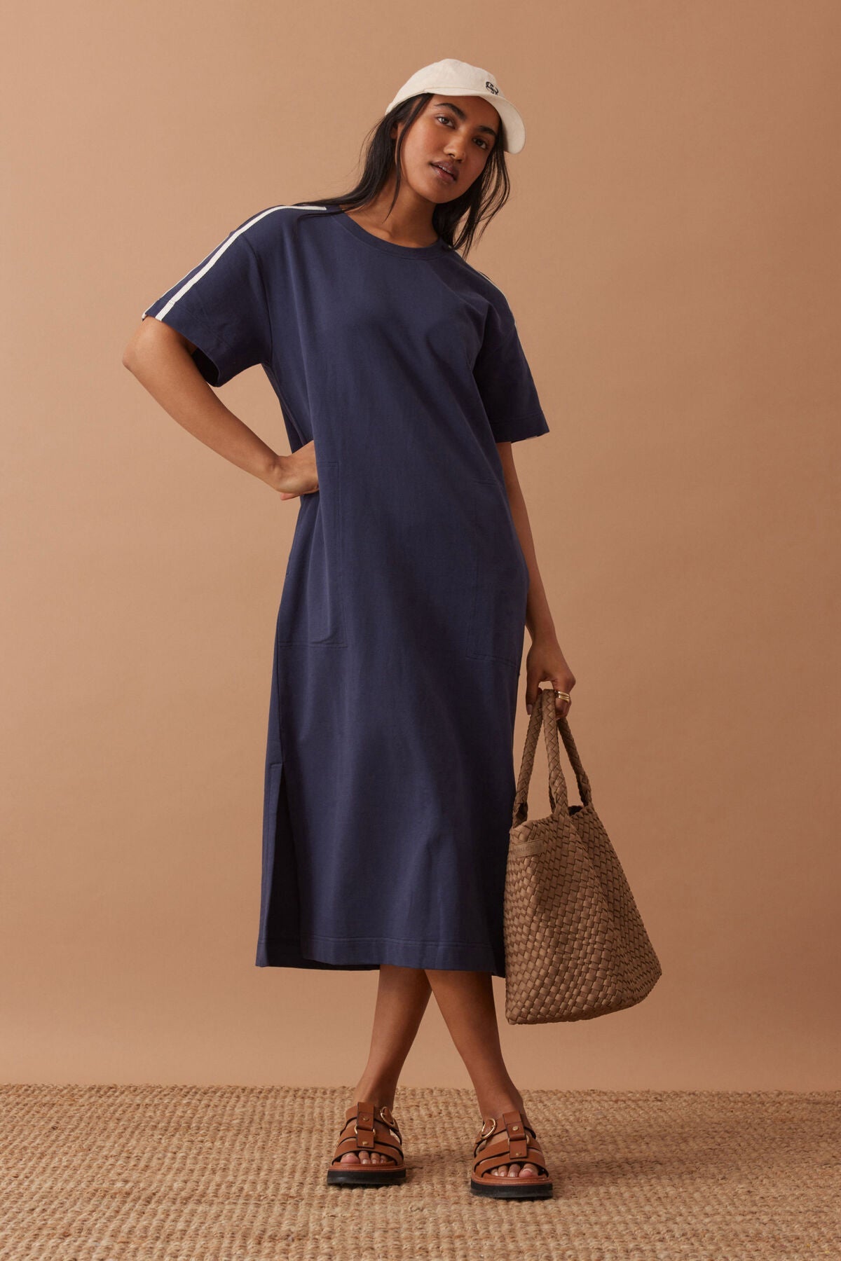 Charlotte Midi Terry Dress (New Navy Side Stripe) - Something For Me​​