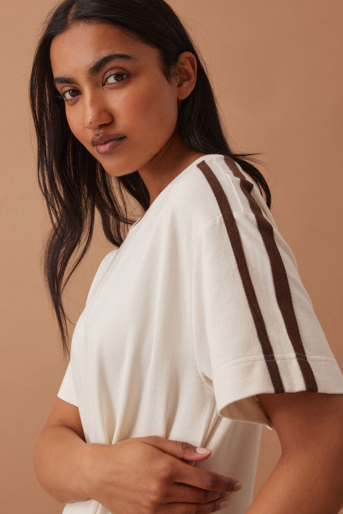 Charlotte Midi Terry Dress (Winter White Side Stripe) - Something For Me​​