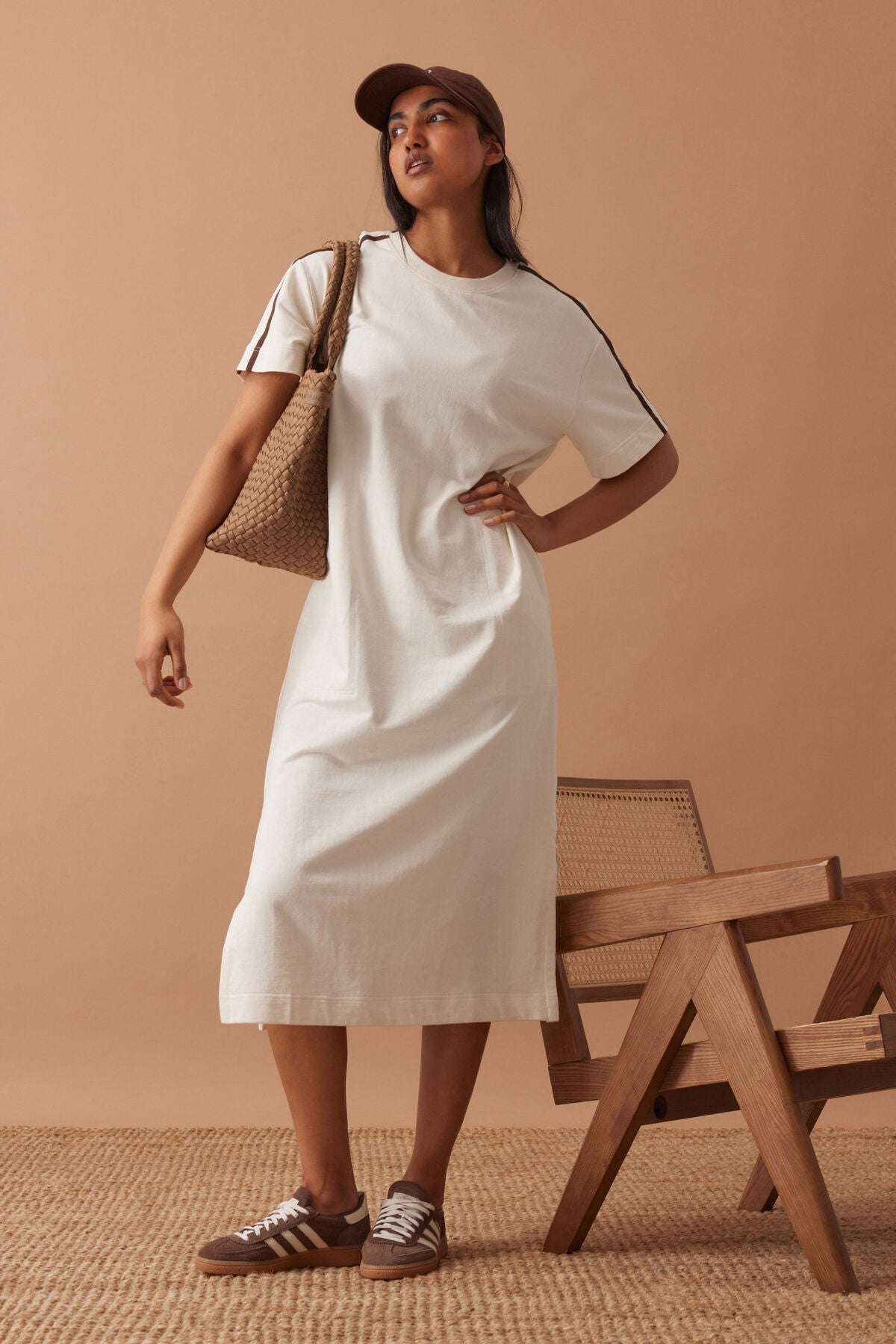 Charlotte Midi Terry Dress (Winter White Side Stripe) - Something For Me​​