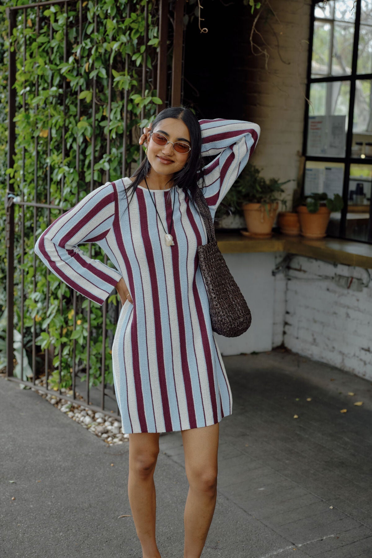 Chloe Stripe Knit Mini Dress (Blue White Stripe) - Something For Me​​