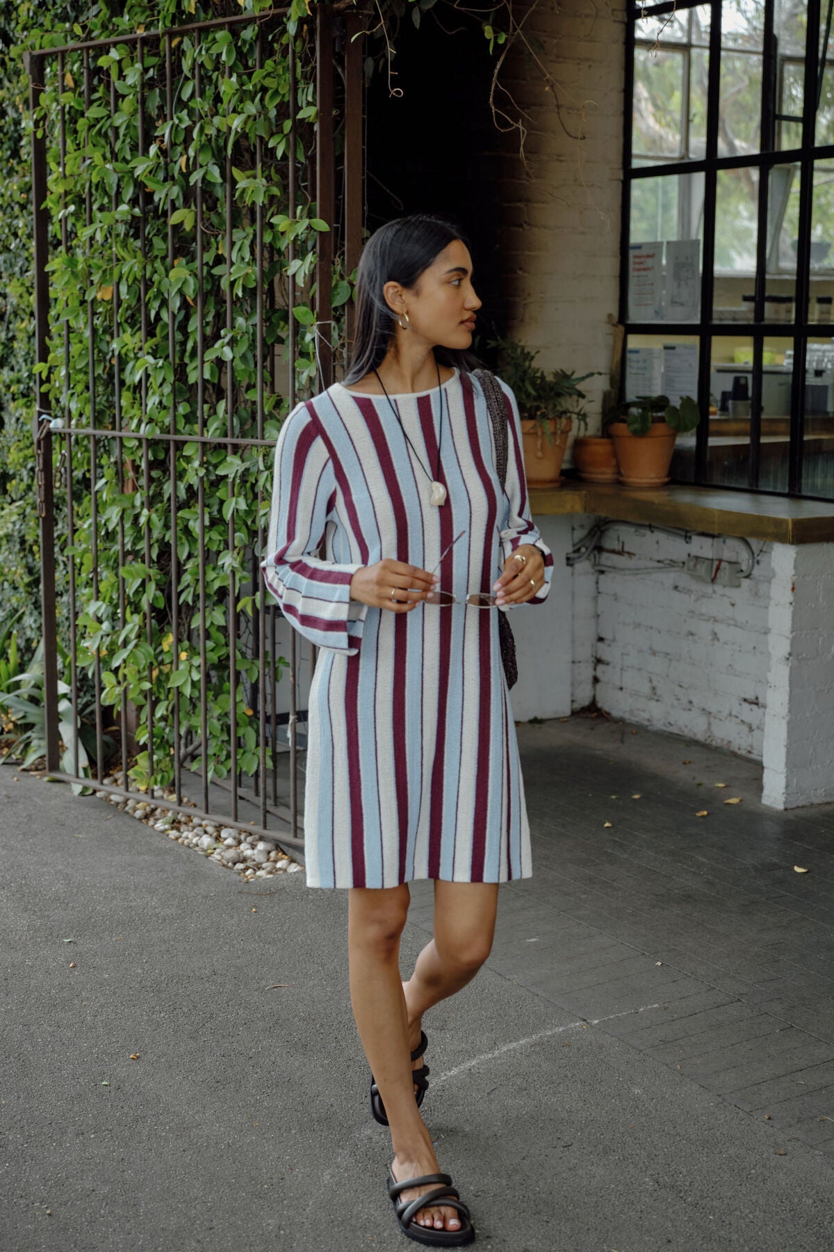 Chloe Stripe Knit Mini Dress (Blue White Stripe) - Something For Me​​