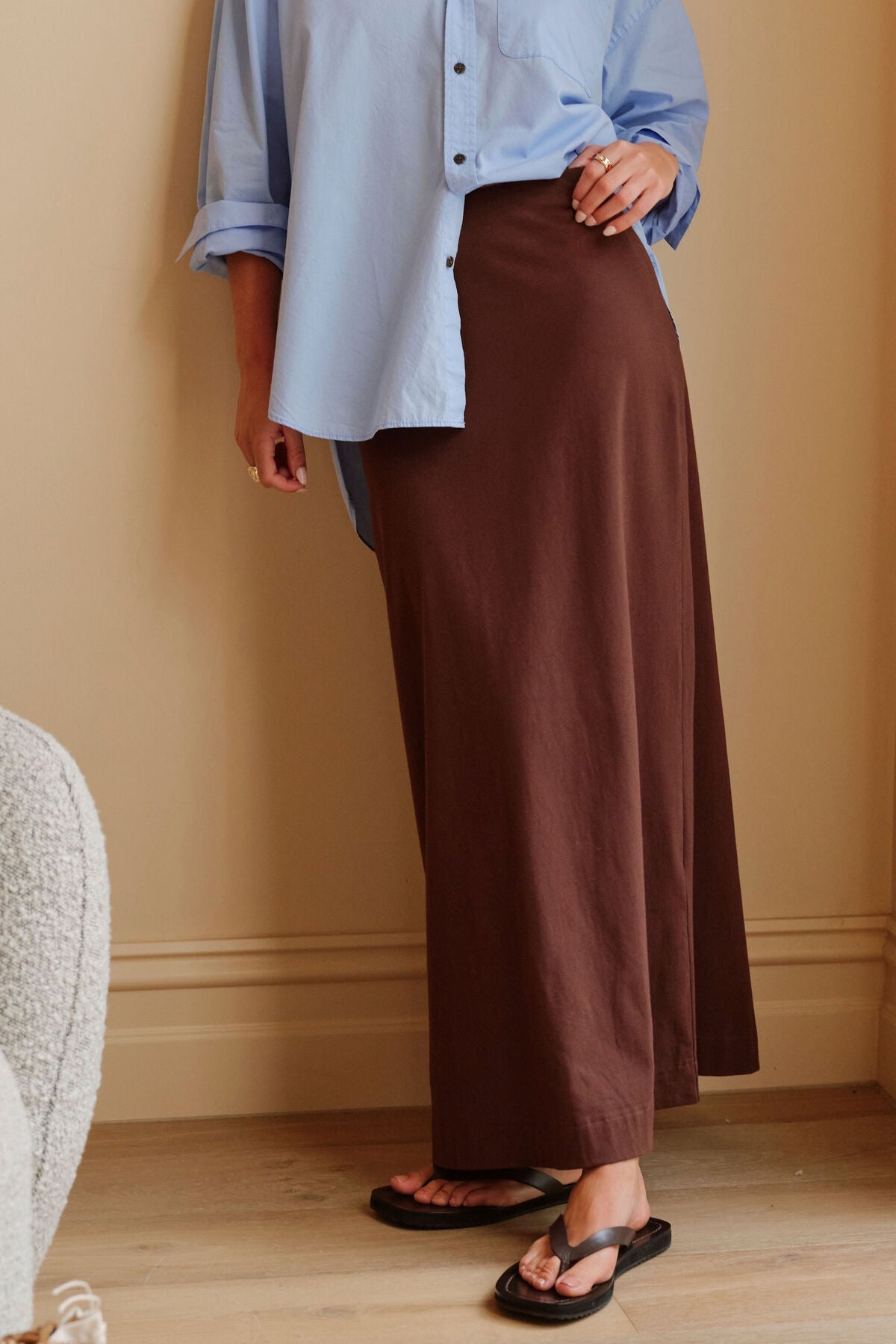Clara Column Skirt (Chocolate) - Something For Me​​