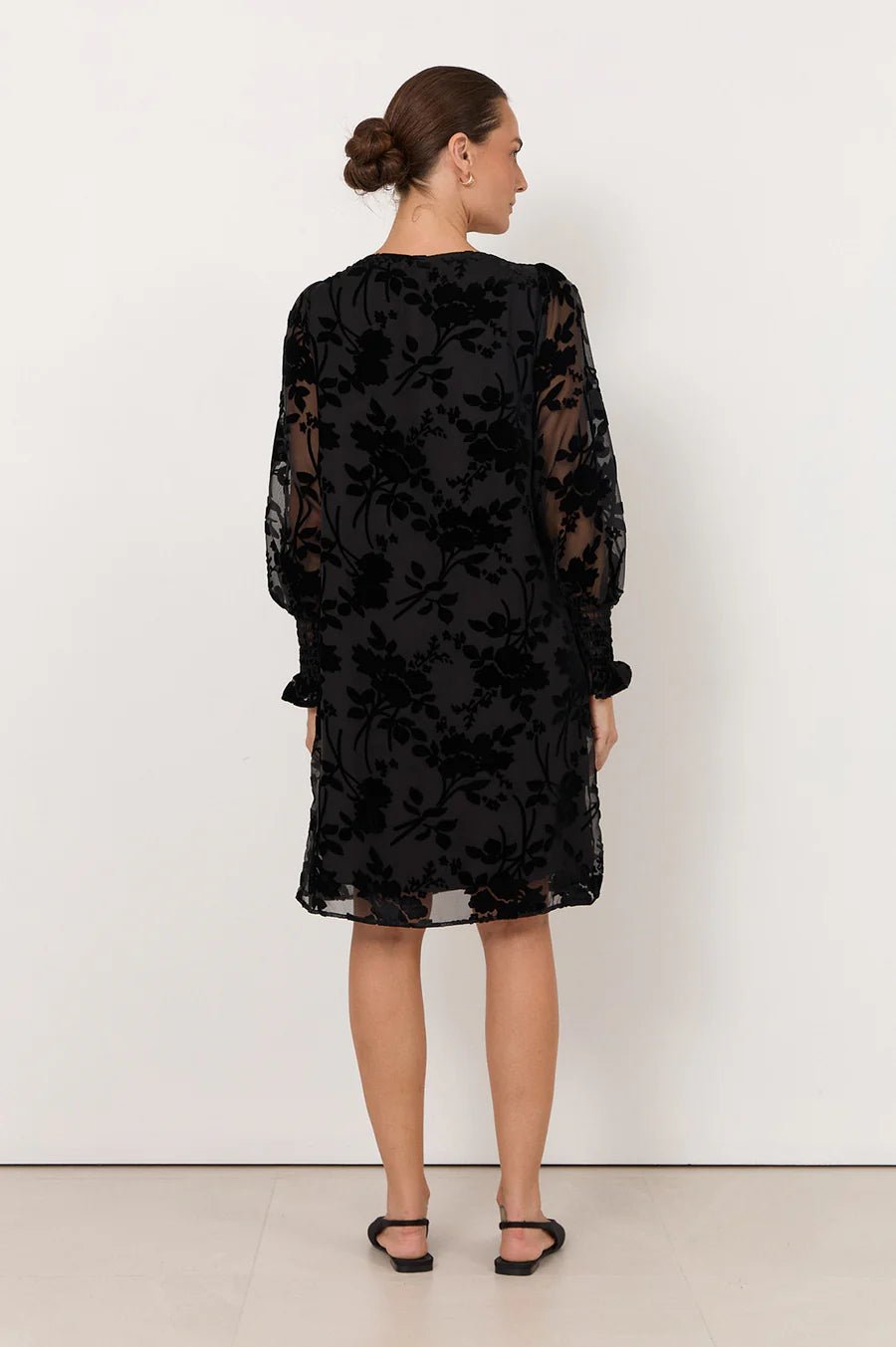 Clover Burnout Short Dress (Black) - Something For Me​​