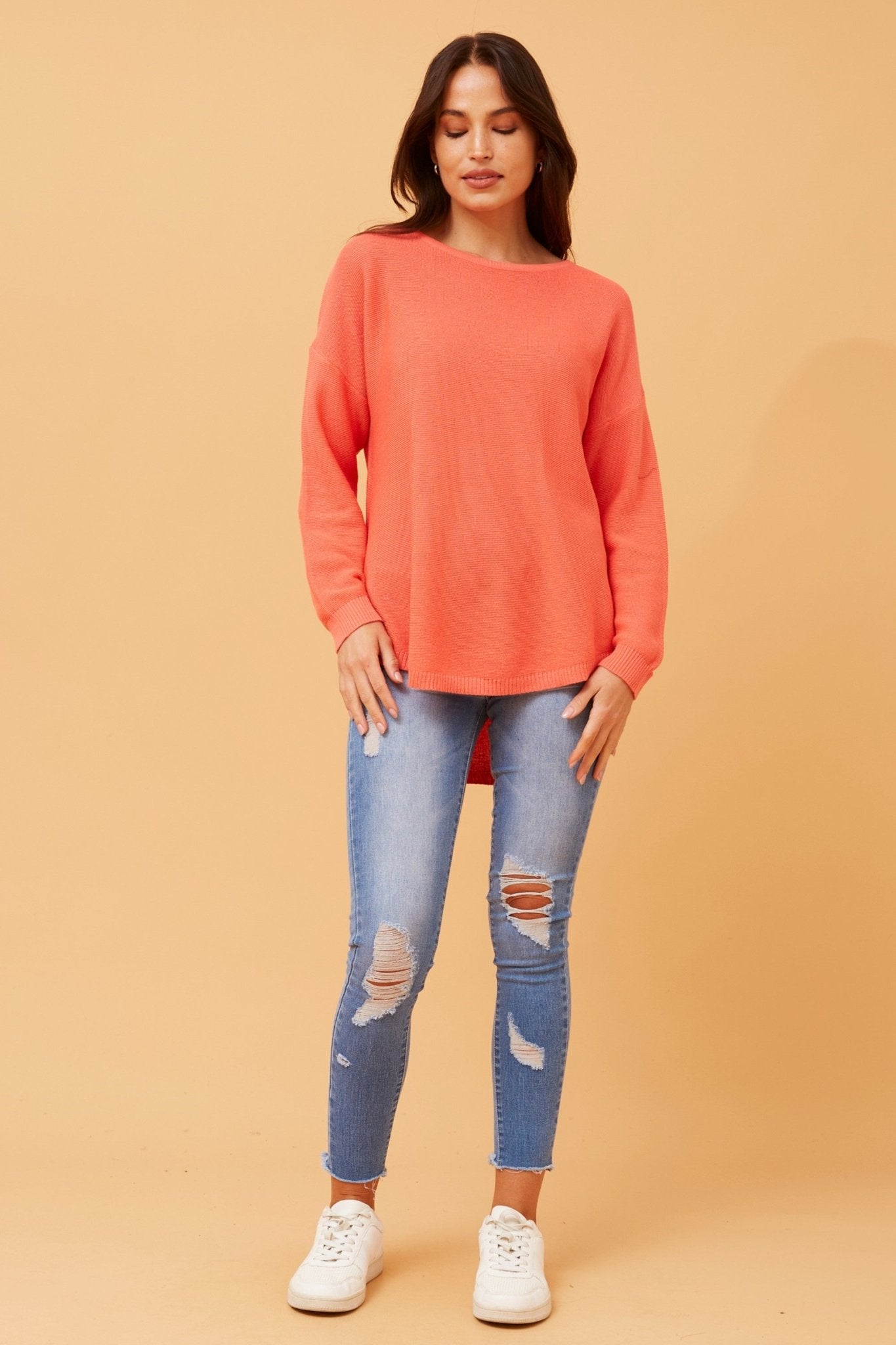 Daryle Solid Knit Jumper (Melon) - Something For Me​​