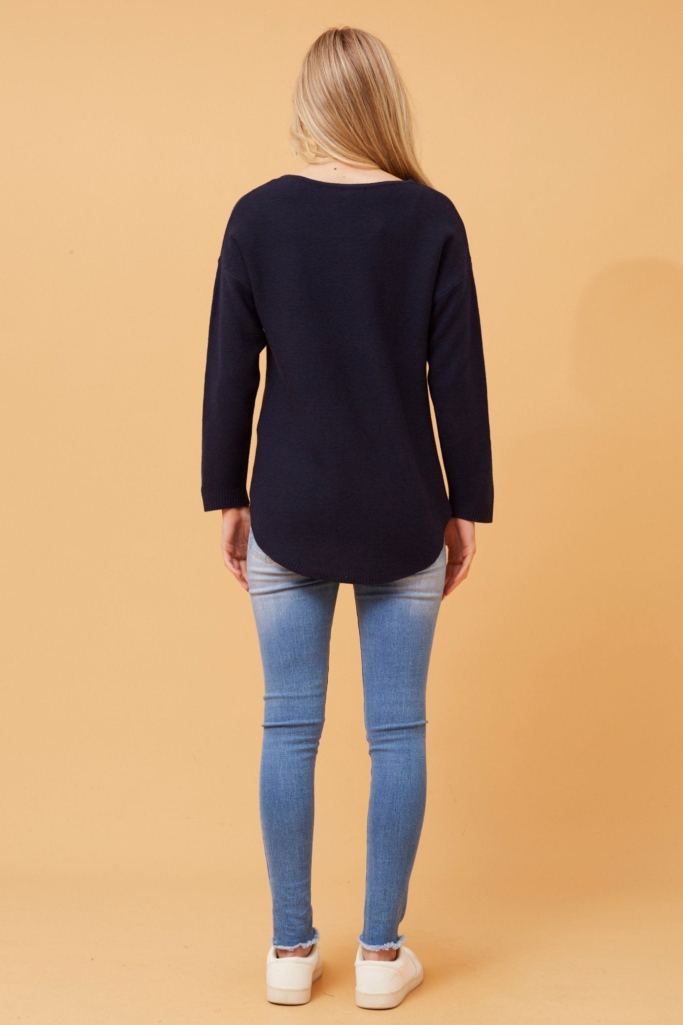 Daryle Solid Knit Jumper (Navy) - Something For Me​​