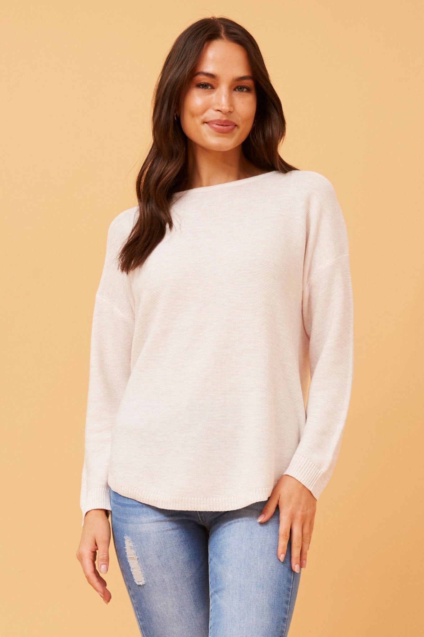 Daryle Solid Knit Jumper (Oatmeal) - Something For Me​​