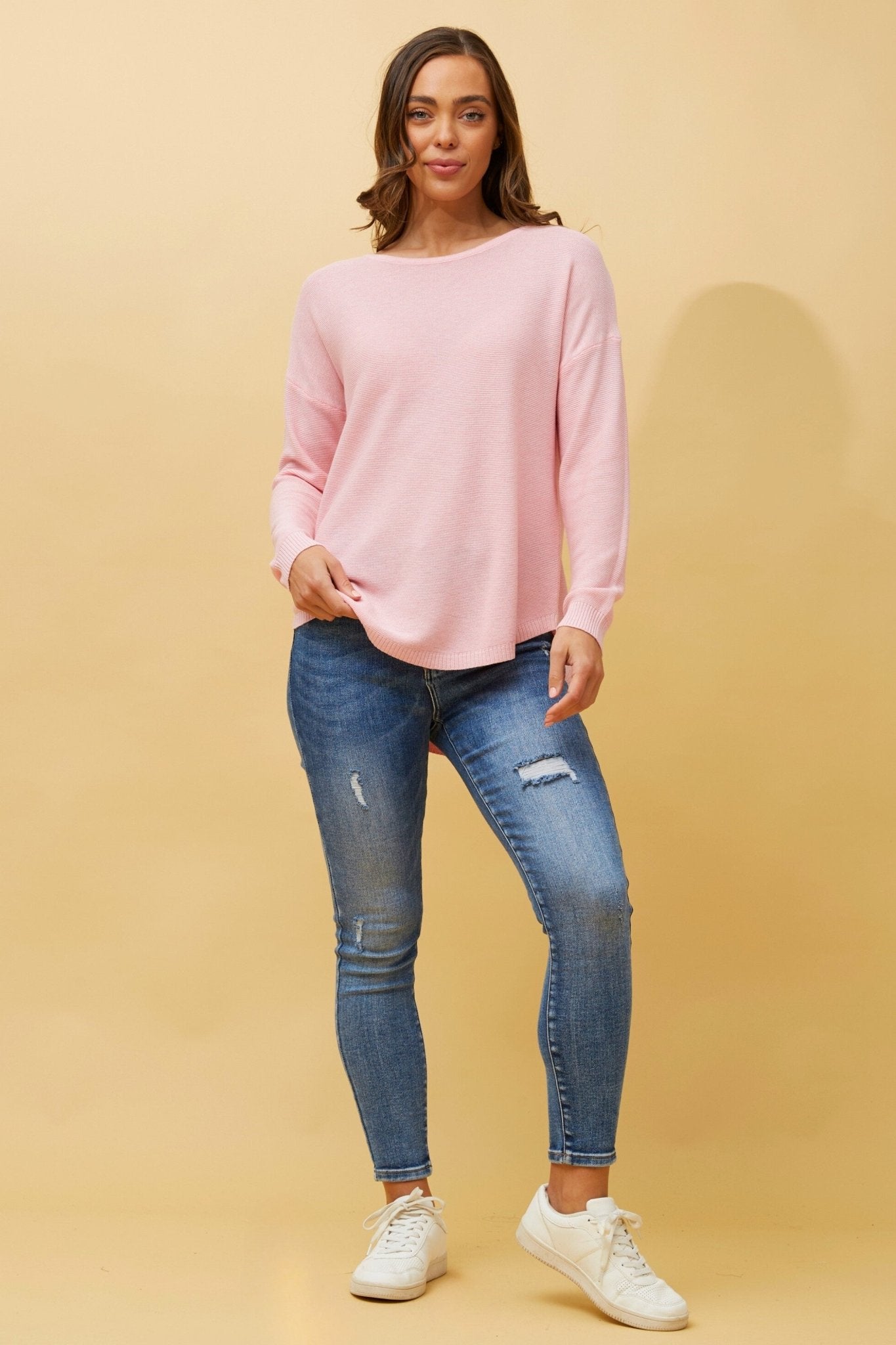 Daryle Solid Knit Jumper (Petal Pink) - Something For Me​​