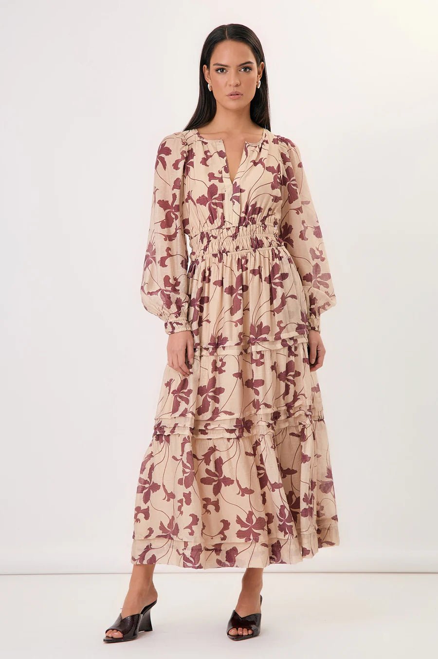 Eliana Long Sleeve Printed Maxi Dress (Print) - Something For Me​​