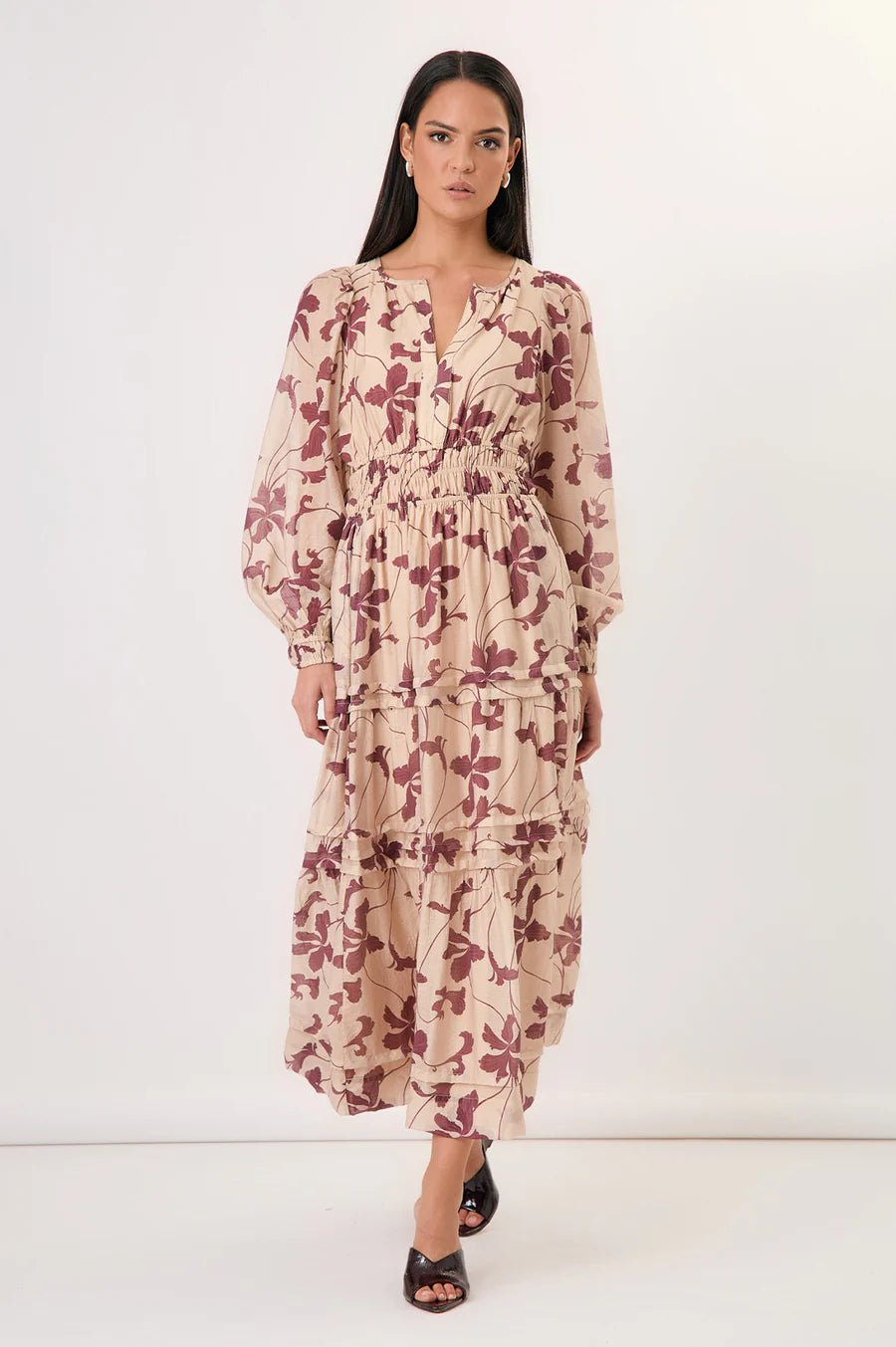 Eliana Long Sleeve Printed Maxi Dress (Print) - Something For Me​​