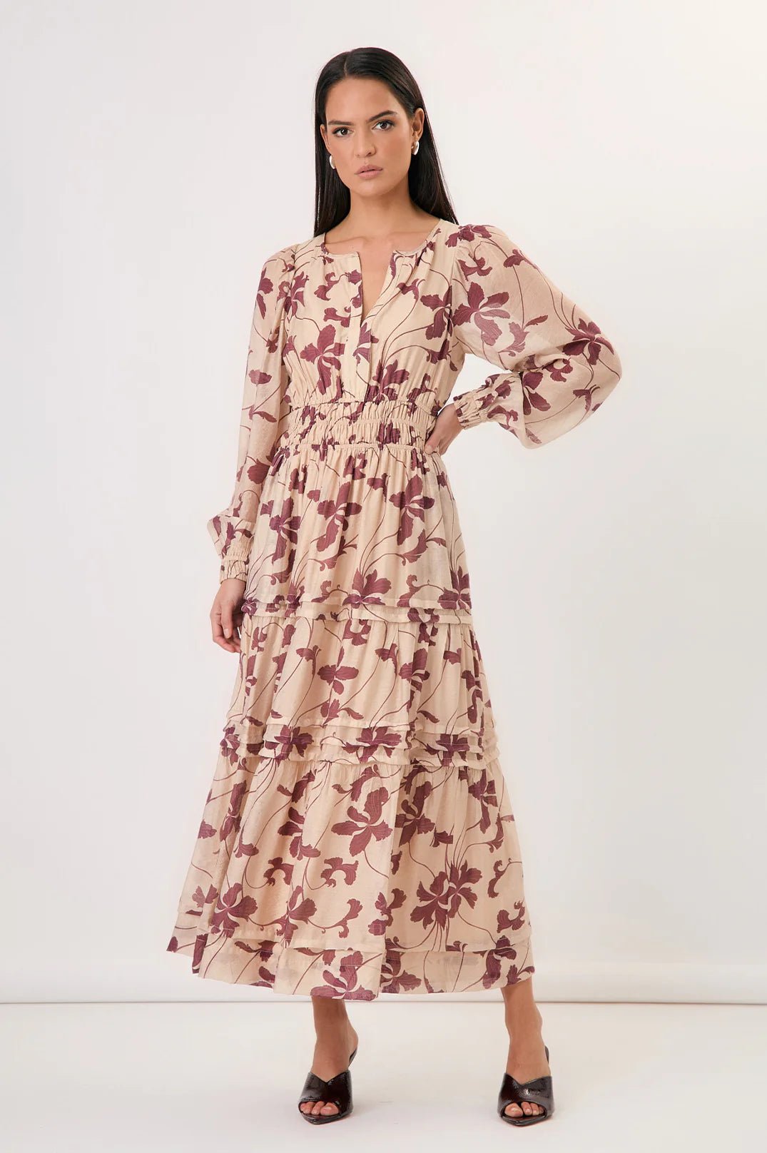 Eliana Long Sleeve Printed Maxi Dress (Print) - Something For Me​​
