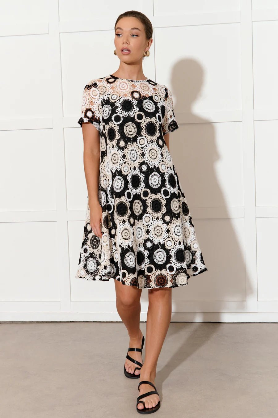 Elisa Crochet A Line Dress (Monochrome) - Something For Me​​