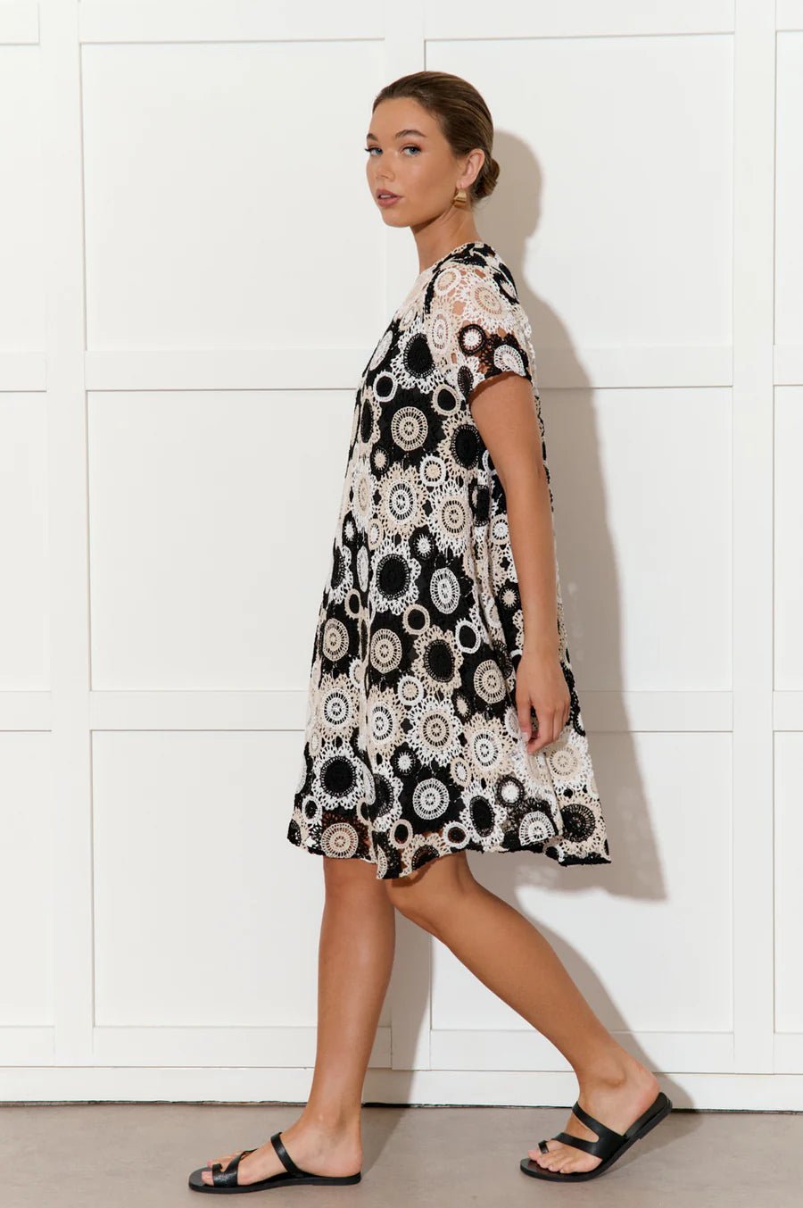 Elisa Crochet A Line Dress (Monochrome) - Something For Me​​