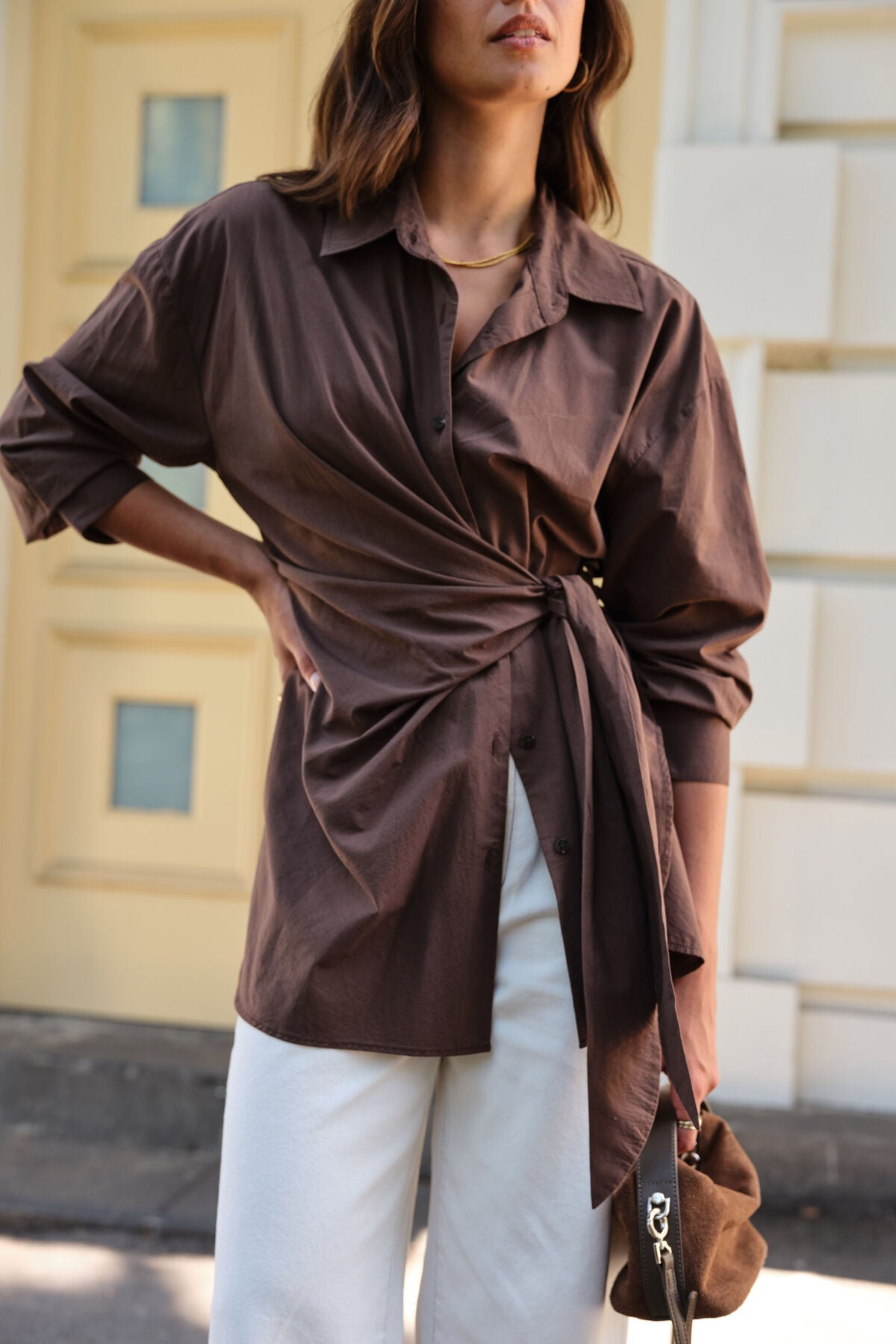 Elodie Wrap Shirt (Brunette Brown) - Something For Me​​