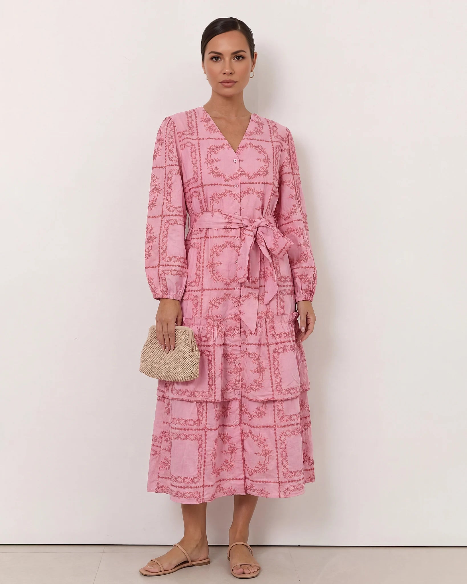 Embroidered Relaxed Dress (Pink) - Something For Me​​