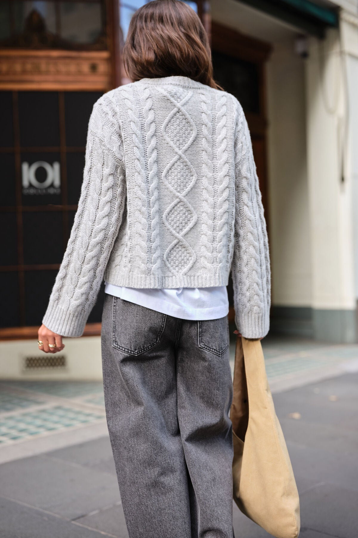 Enid Cable Knit Henley (Silver Marle) - Something For Me​​