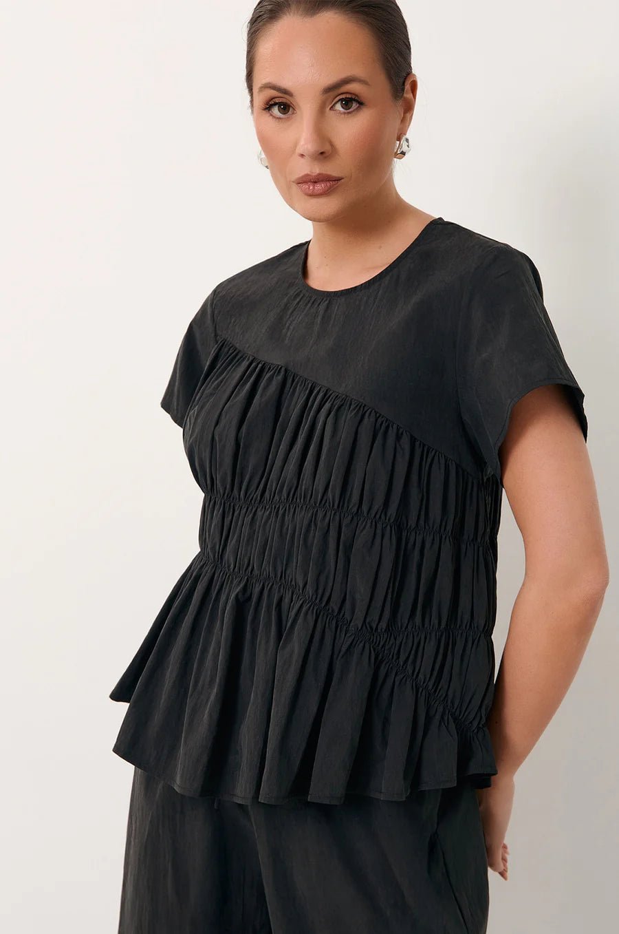 Evren Cap Sleeve Top (Black)  - Something For Me​​