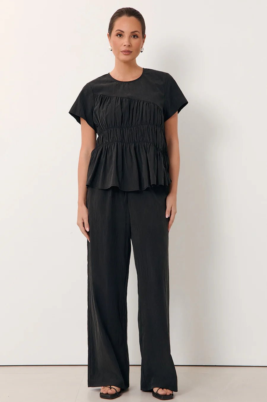 Evren Cap Sleeve Top (Black)  - Something For Me​​