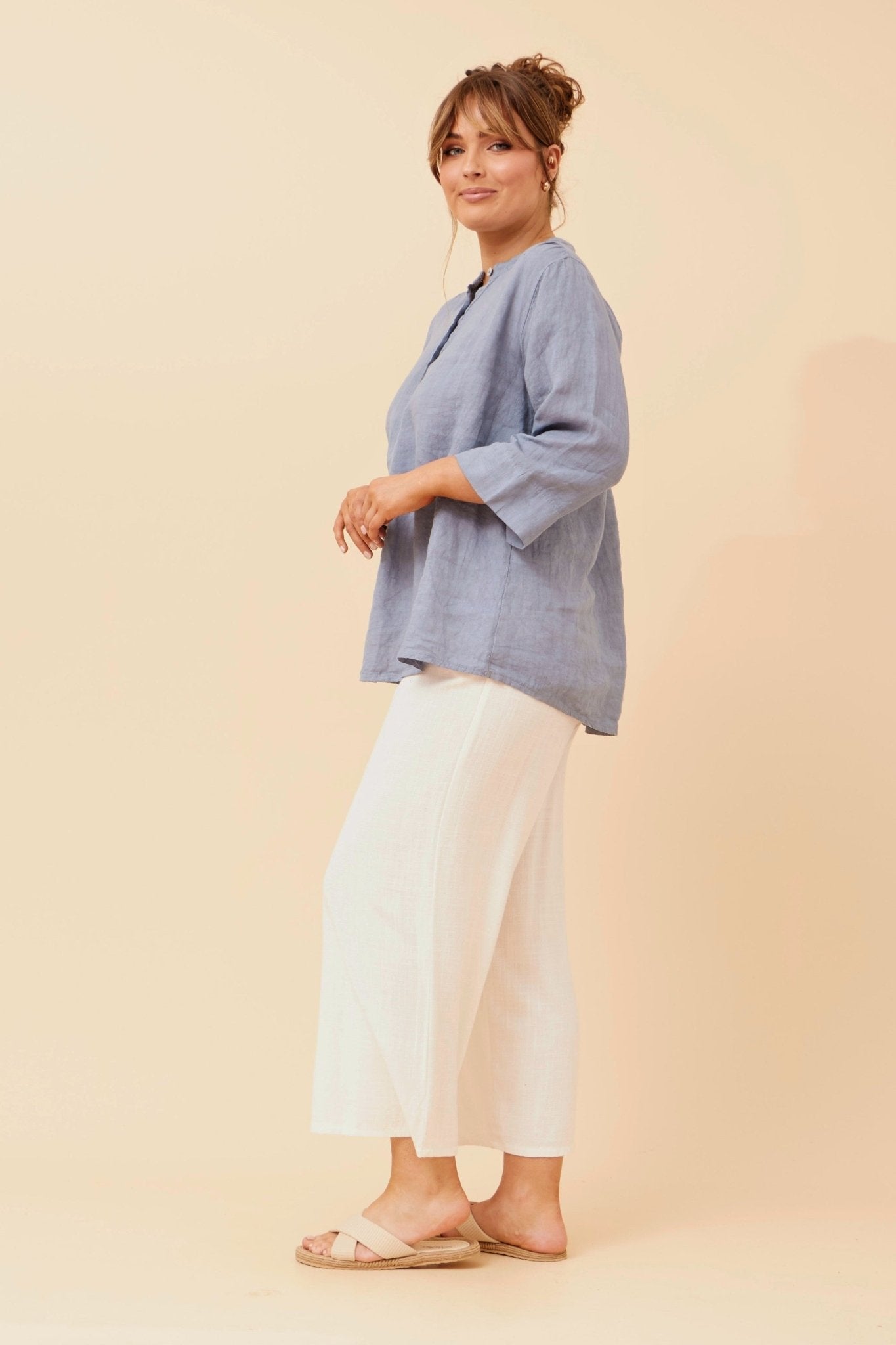 Evren Linen Top (Denim) - Something For Me​​