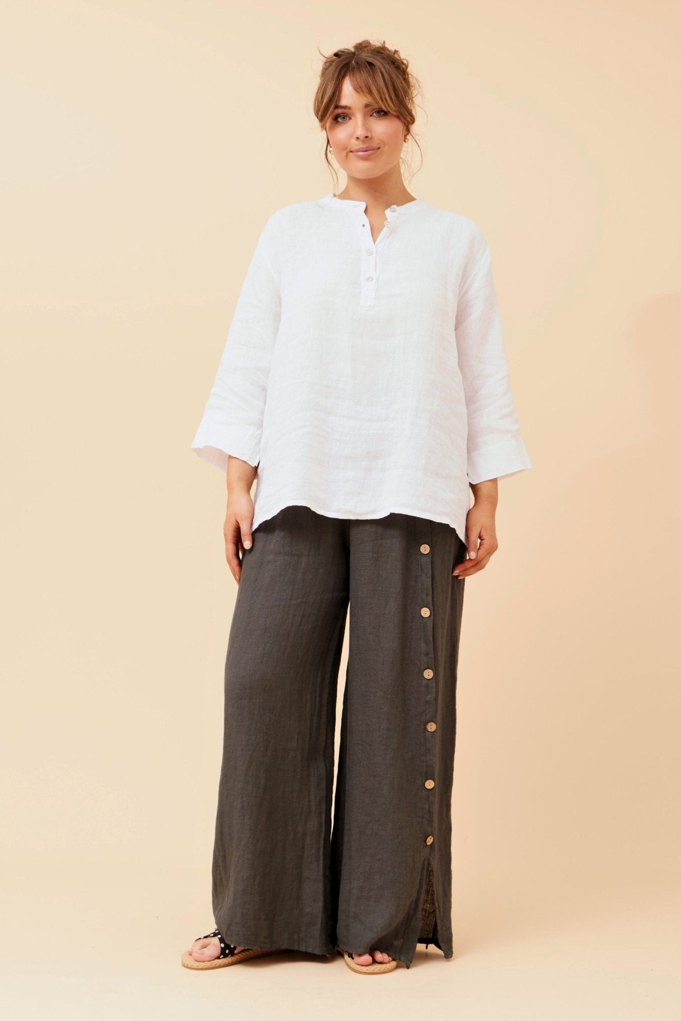 Evren Linen Top (White) - Something For Me​​