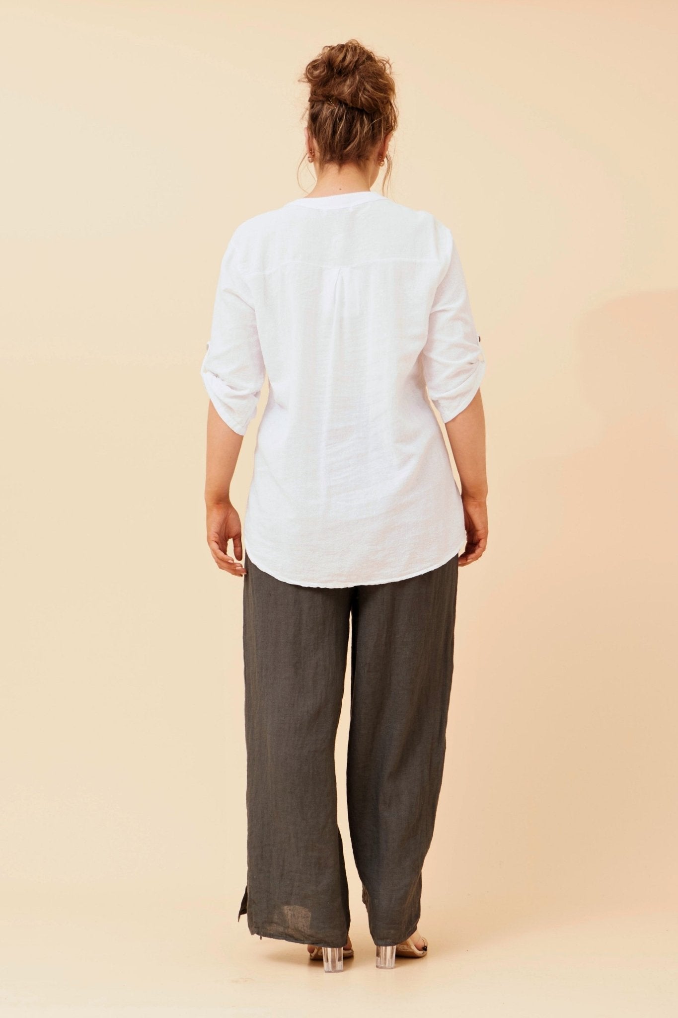 Evren Linen Top (White) - Something For Me​​