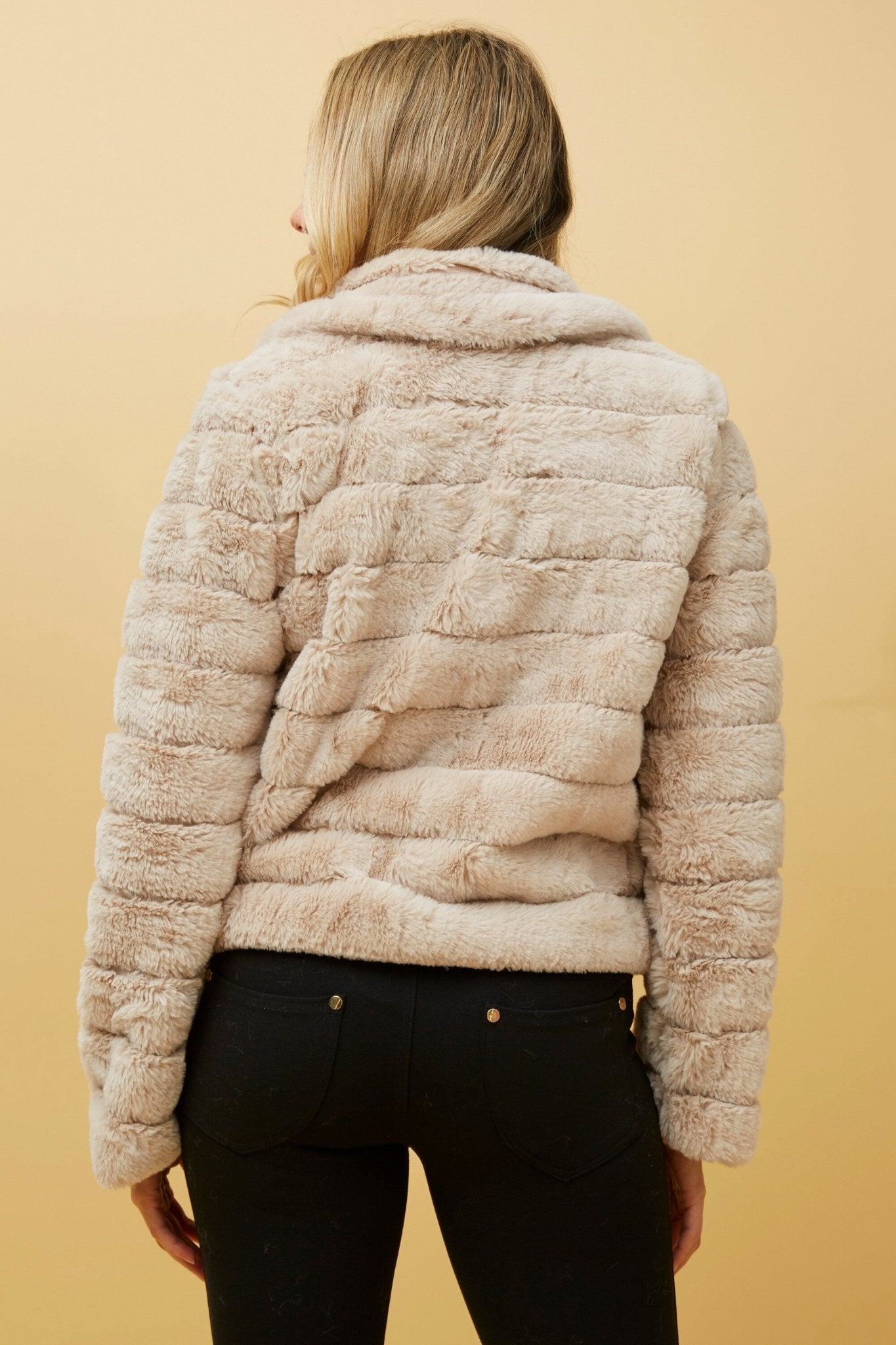 Faux Fur Crop Jacket (Cream) - Something For Me​​