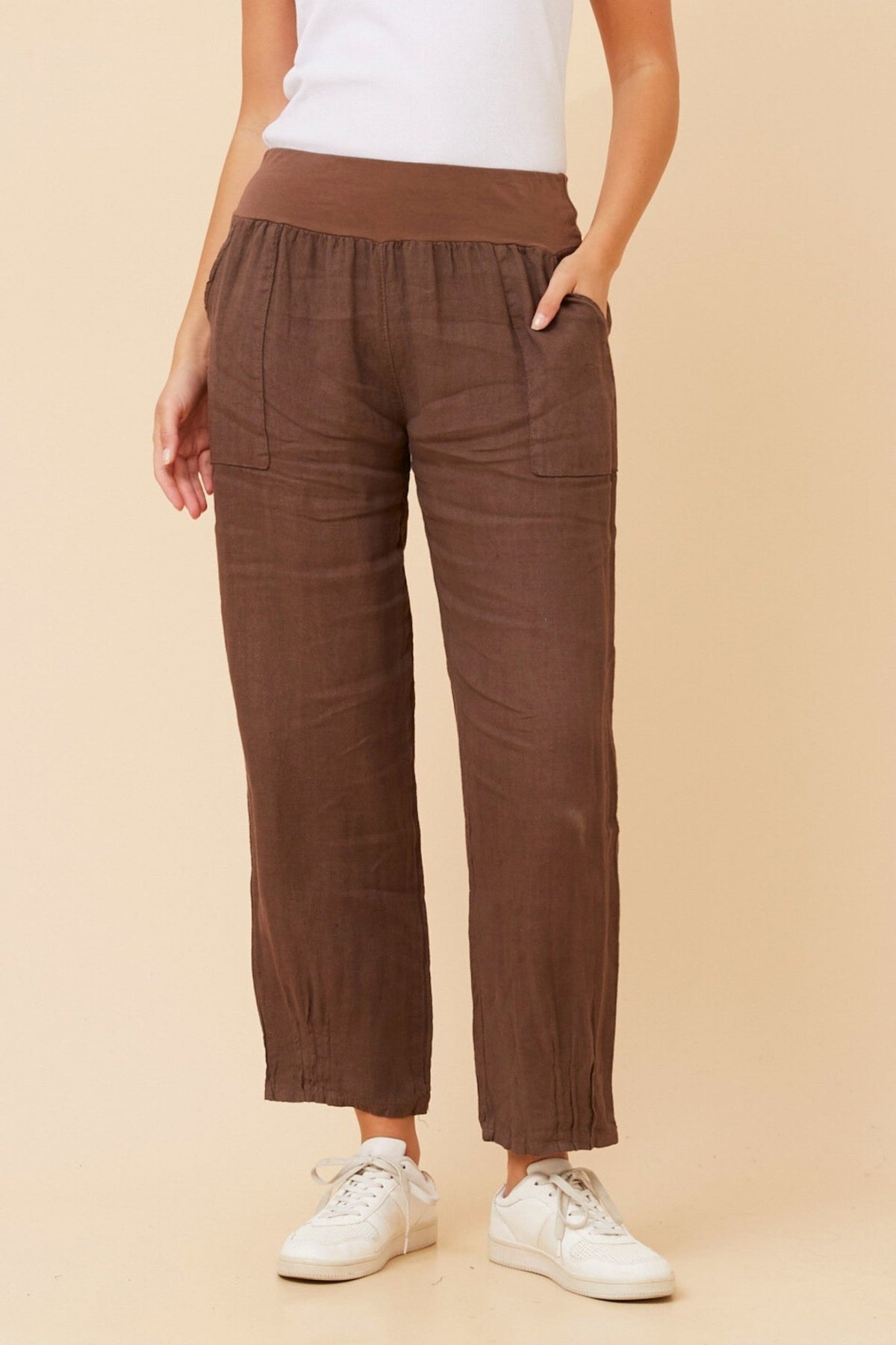 Finn Linen Pants (Bitter Chocolate) - Something For Me​​