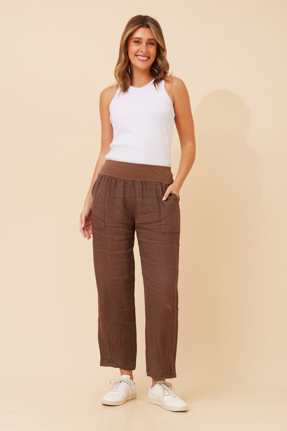 Finn Linen Pants (Bitter Chocolate) - Something For Me​​