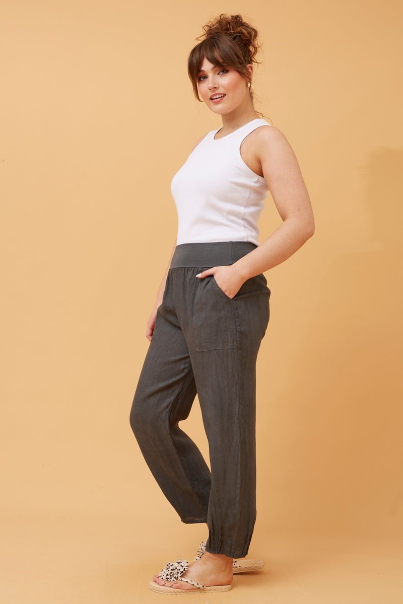 Finn Linen Pants (Charcoal) - Something For Me​​