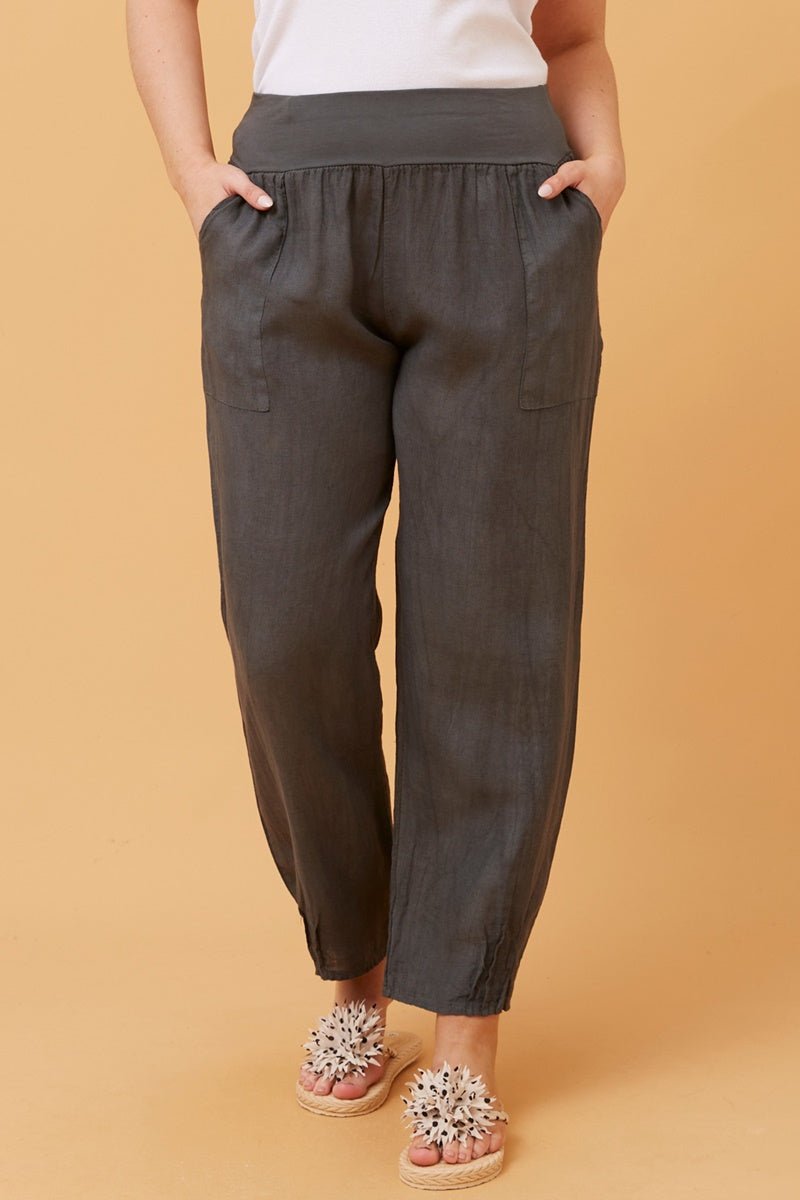 Finn Linen Pants (Charcoal) - Something For Me​​