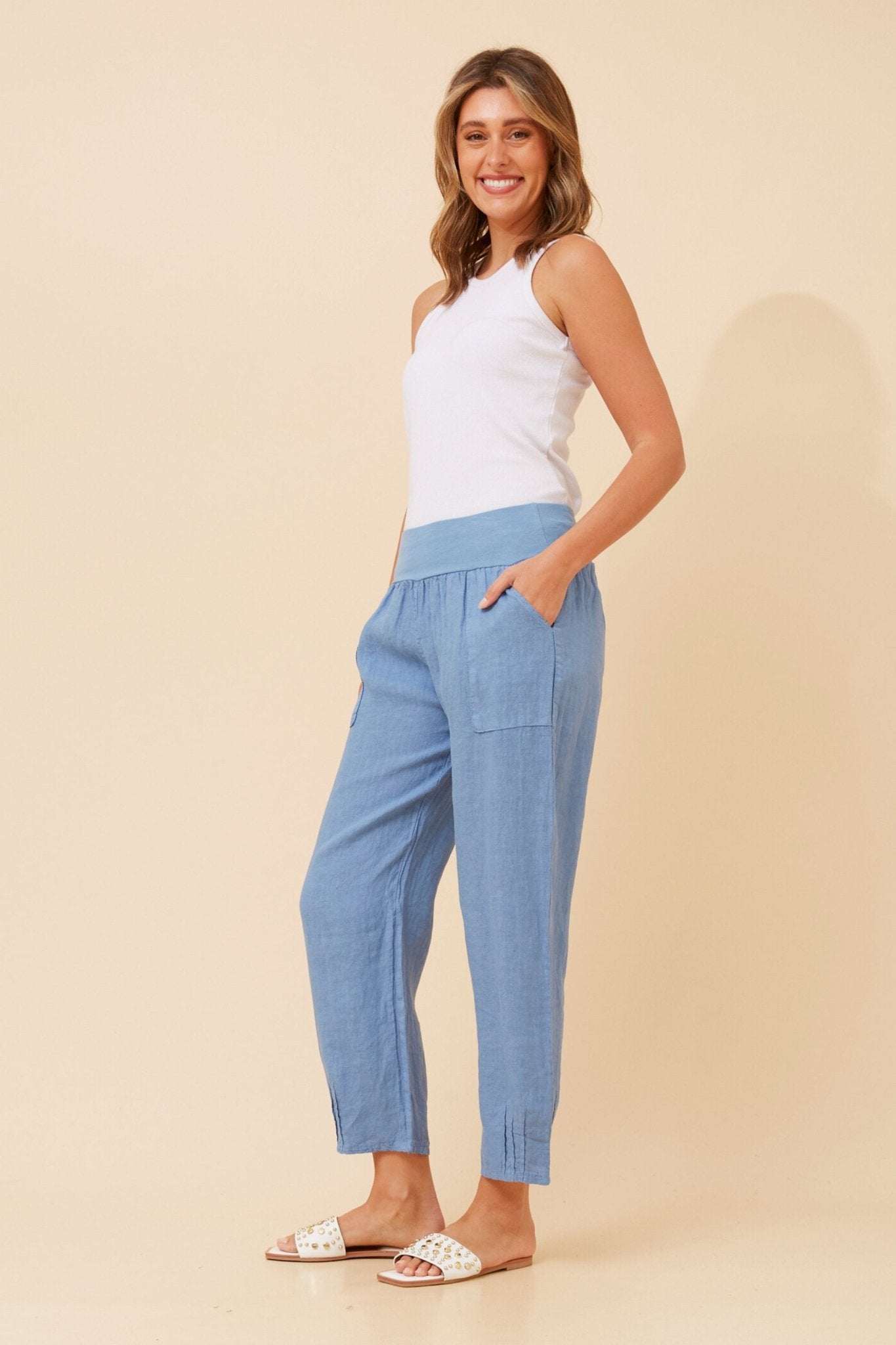 Finn Linen Pants (Denim) - Something For Me​​