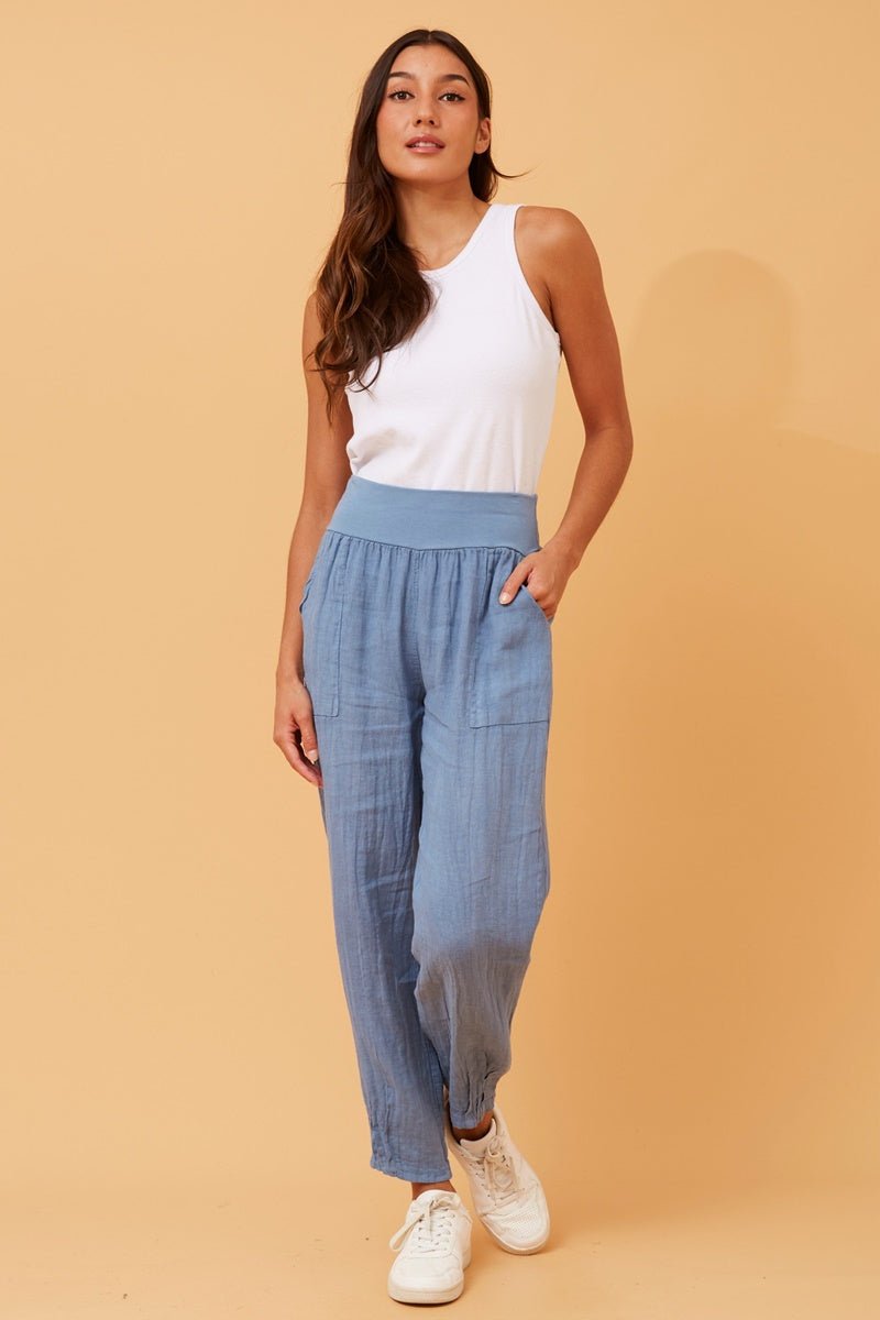 Finn Linen Pants (Denim) - Something For Me​​