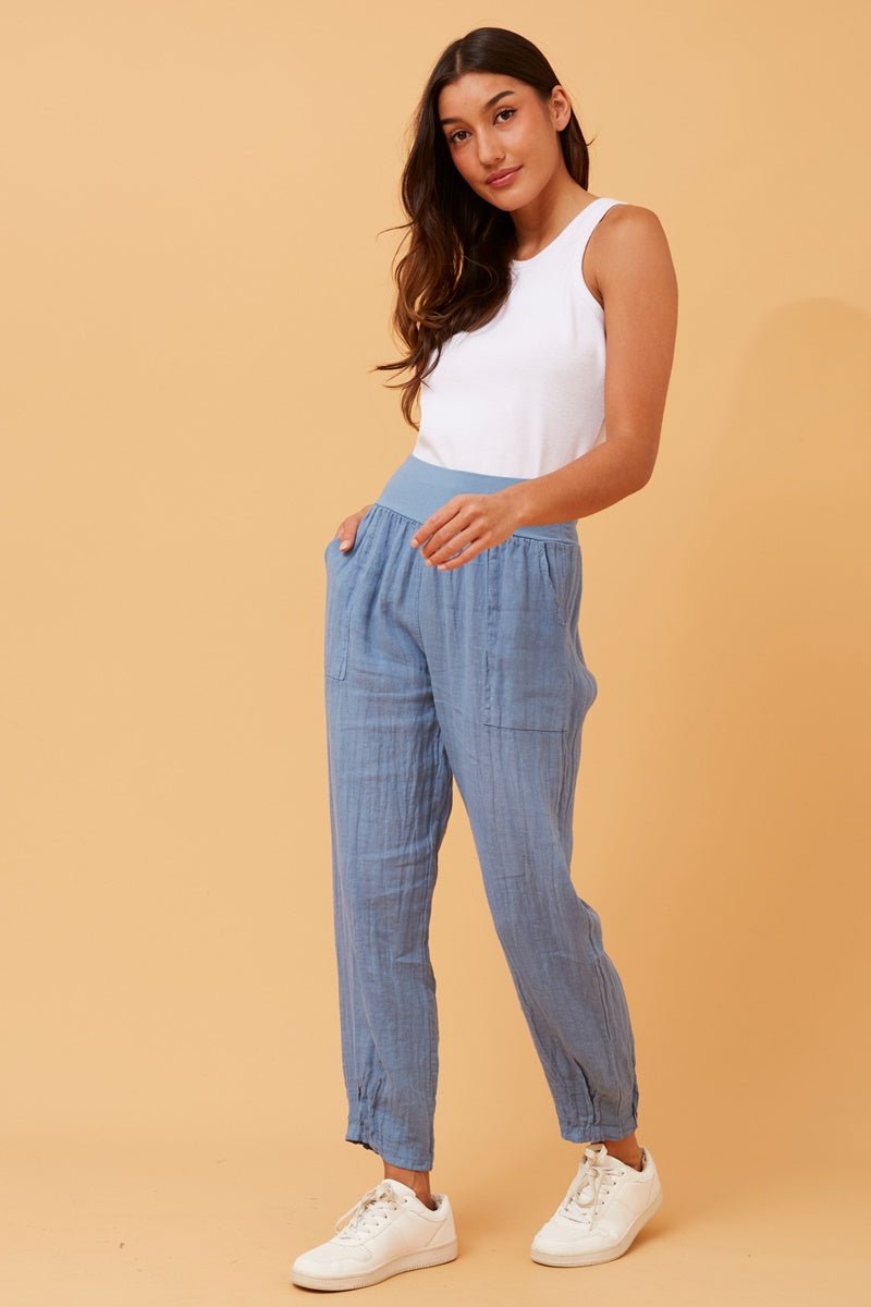 Finn Linen Pants (Denim) - Something For Me​​