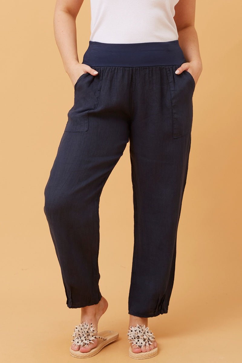 Finn Linen Pants (Navy) - Something For Me​​