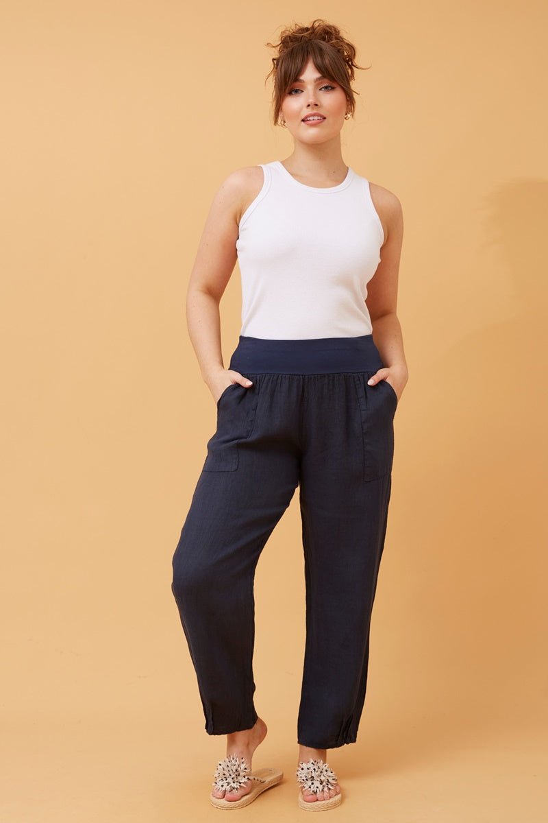 Finn Linen Pants (Navy) - Something For Me​​