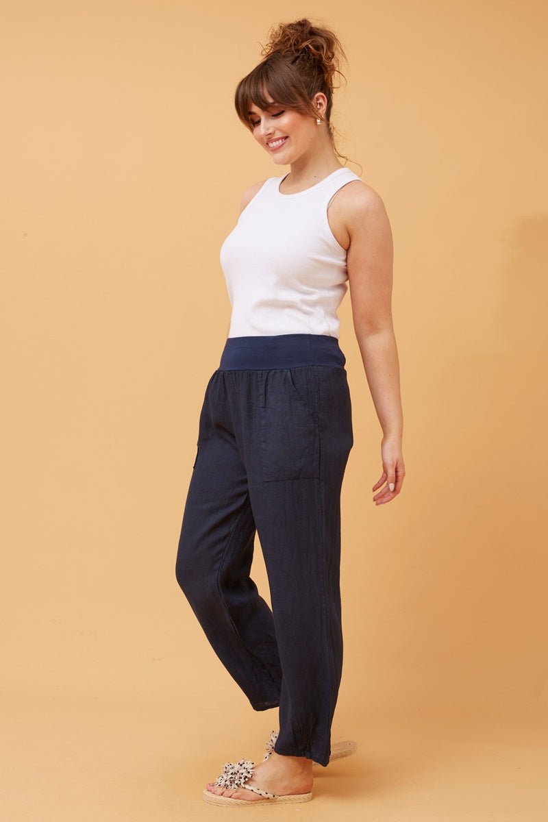 Finn Linen Pants (Navy) - Something For Me​​