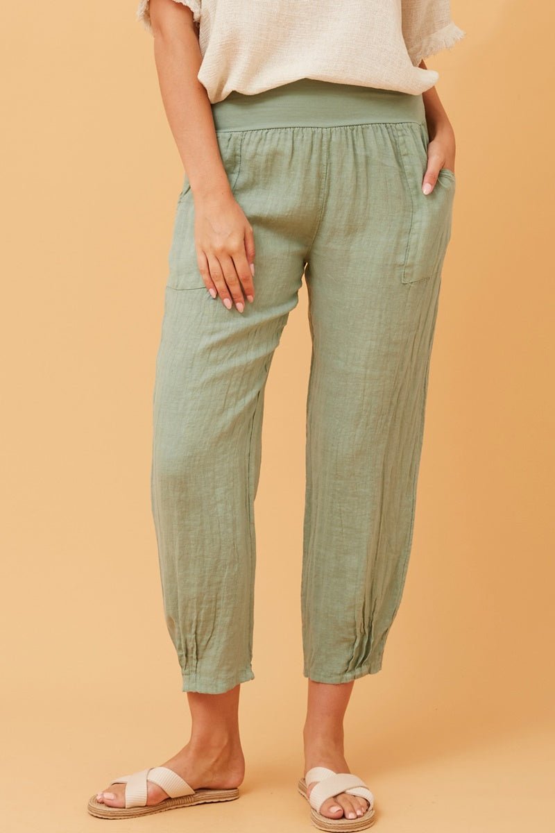 Finn Linen Pants (Sage) - Something For Me​​