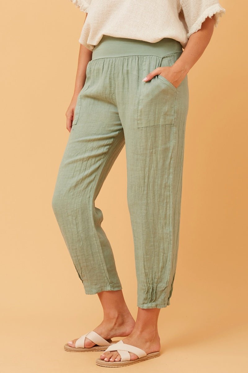Finn Linen Pants (Sage) - Something For Me​​