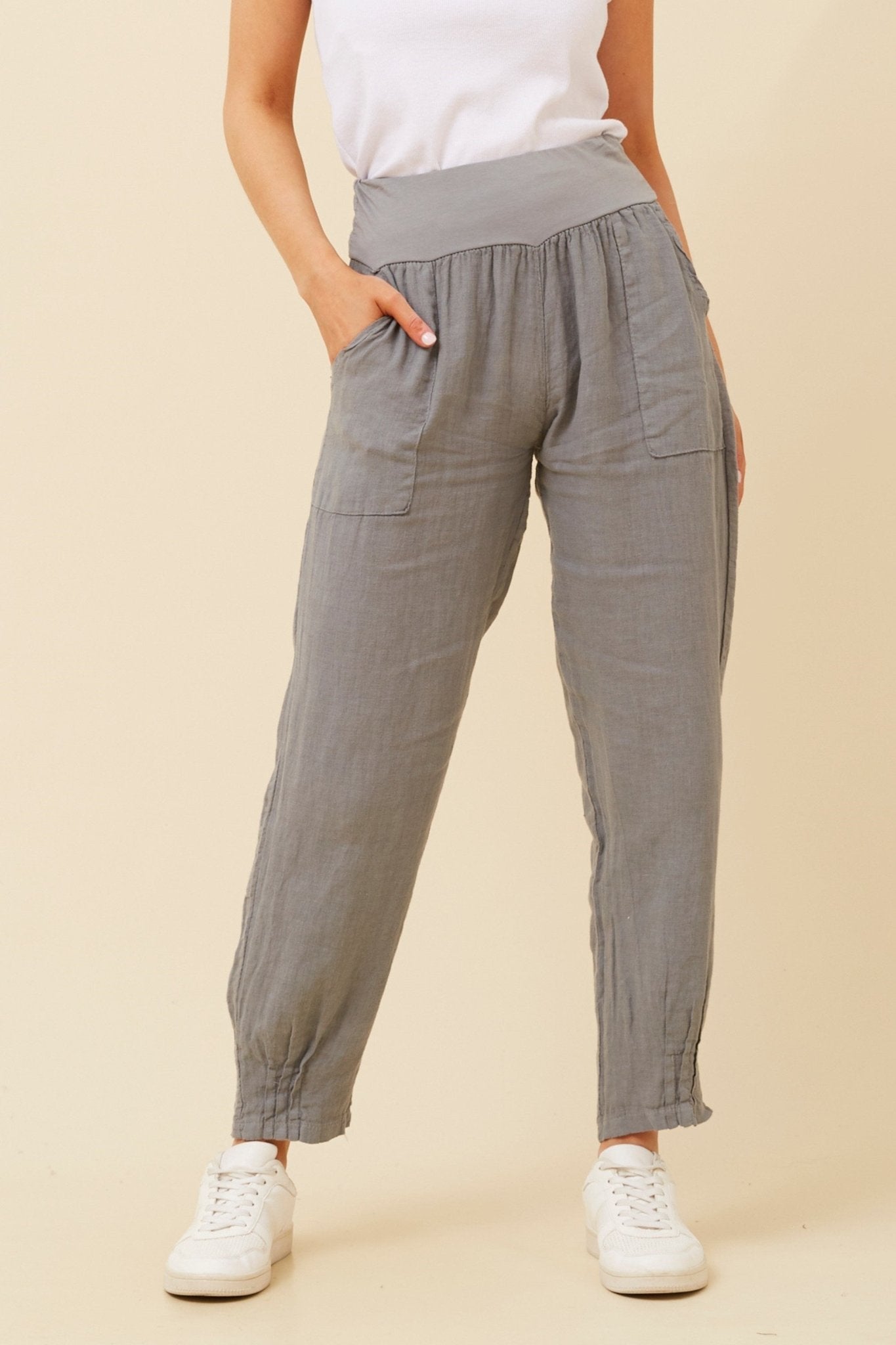 Finn Linen Pants (Smoke) - Something For Me​​
