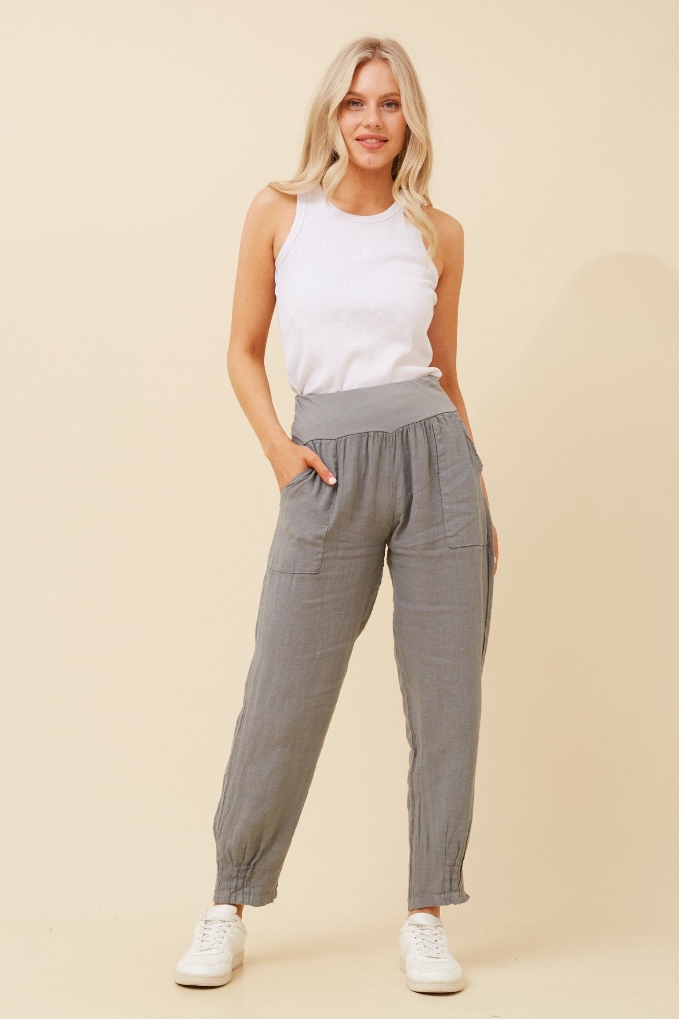 Finn Linen Pants (Smoke) - Something For Me​​