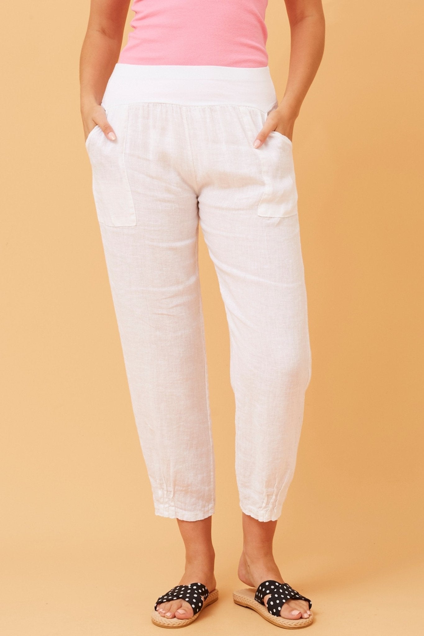 Finn Linen Pants (White) - Something For Me​​