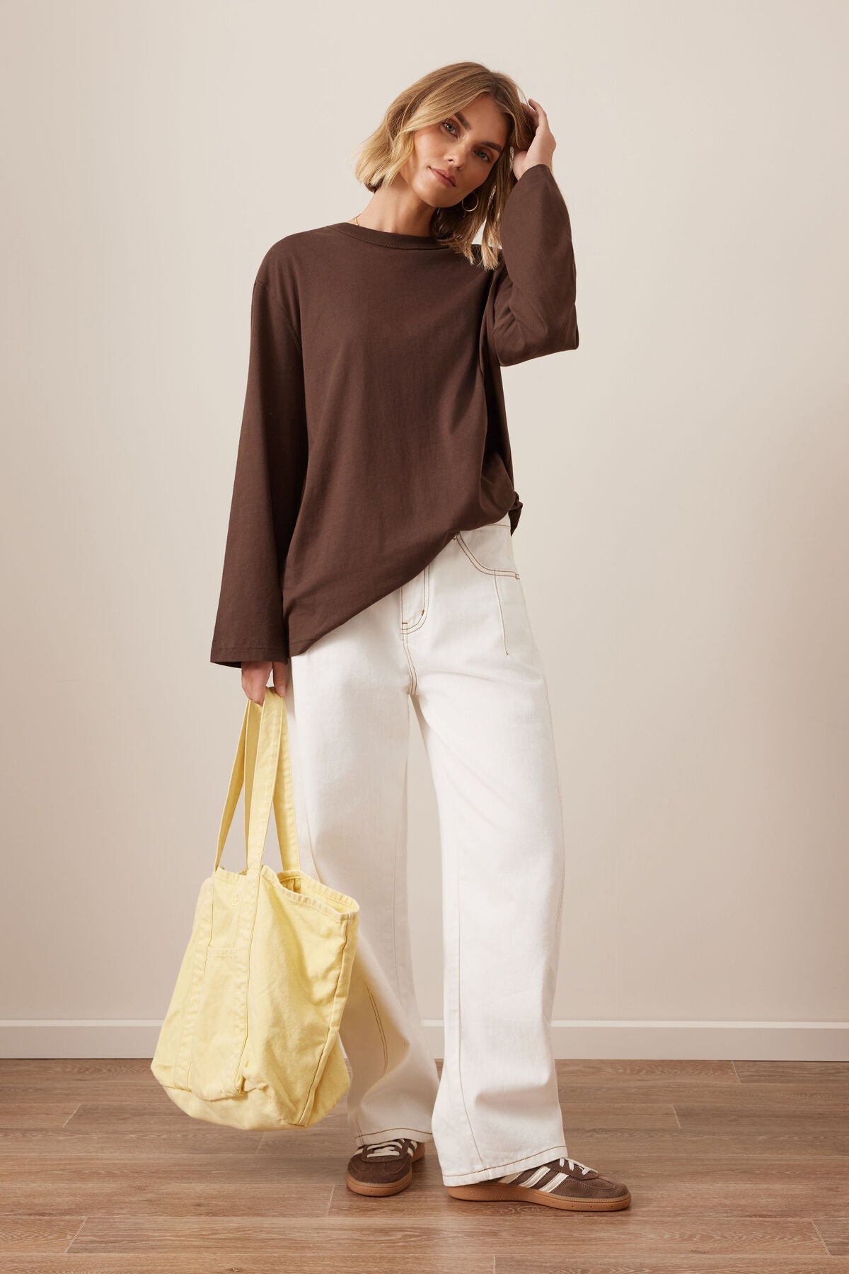 Finn Oversized Long Sleeve Tee (Chocolate) - Something For Me​​