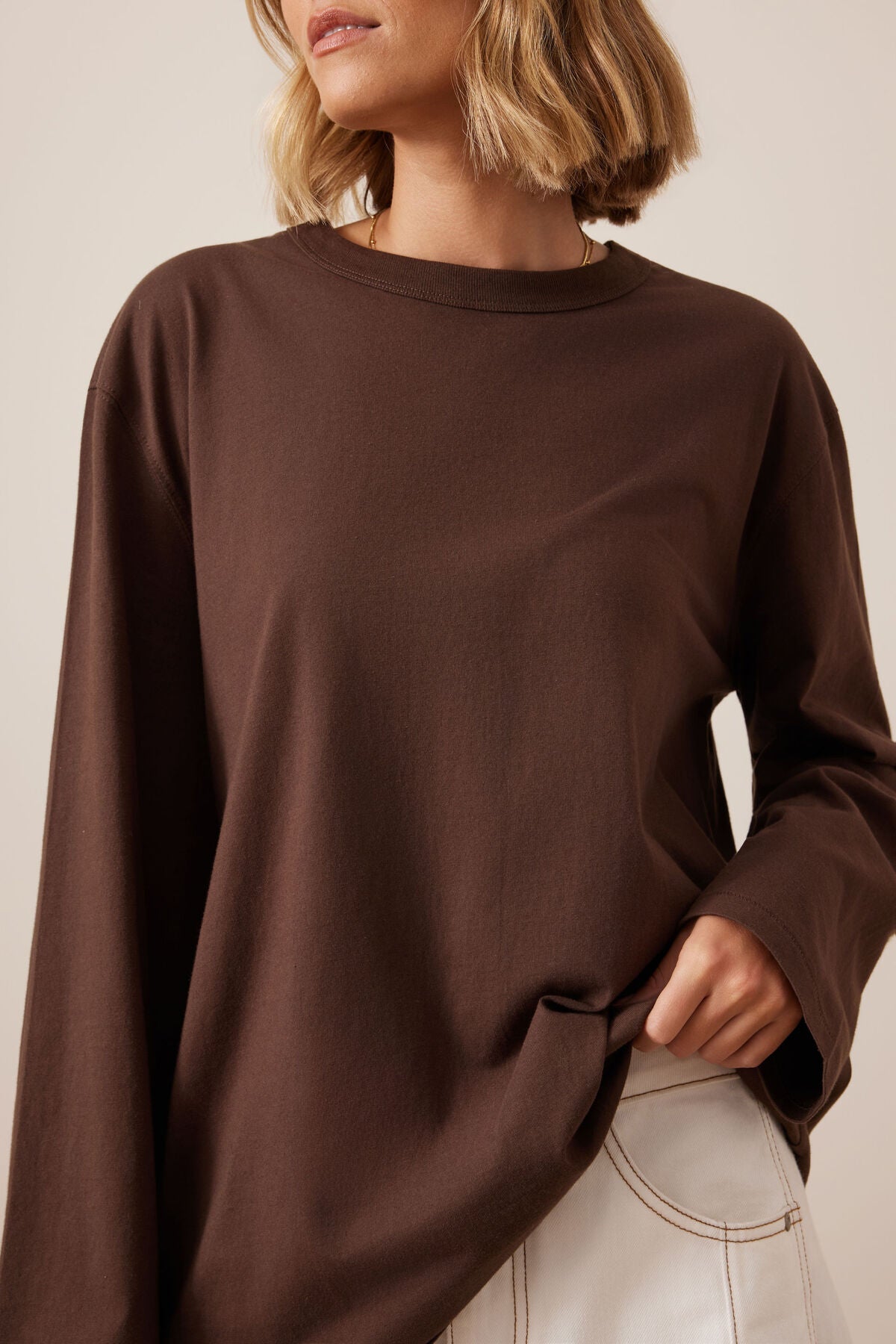 Finn Oversized Long Sleeve Tee (Chocolate) - Something For Me​​