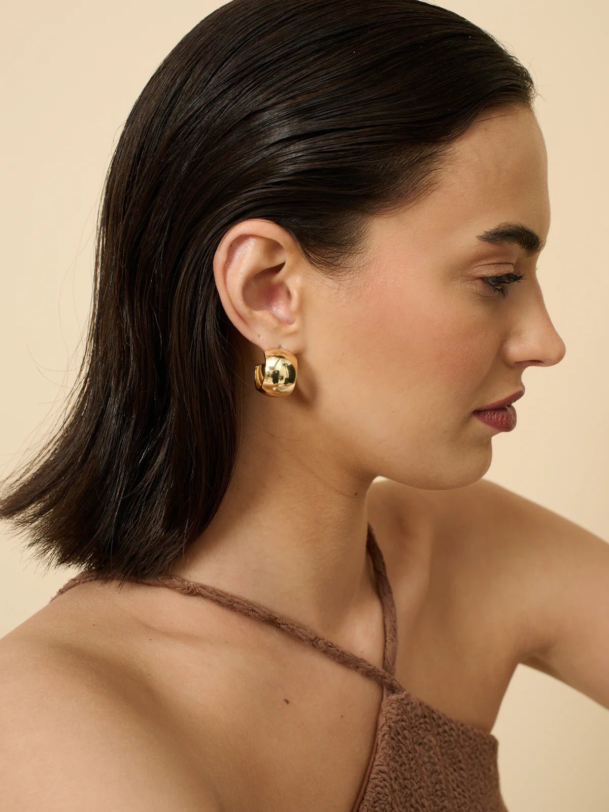Flat Half Loop 18K Gold Plated Earrings - Something For Me​​