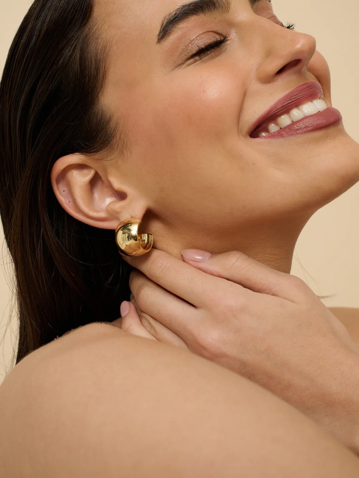 Flat Half Loop 18K Gold Plated Earrings - Something For Me​​